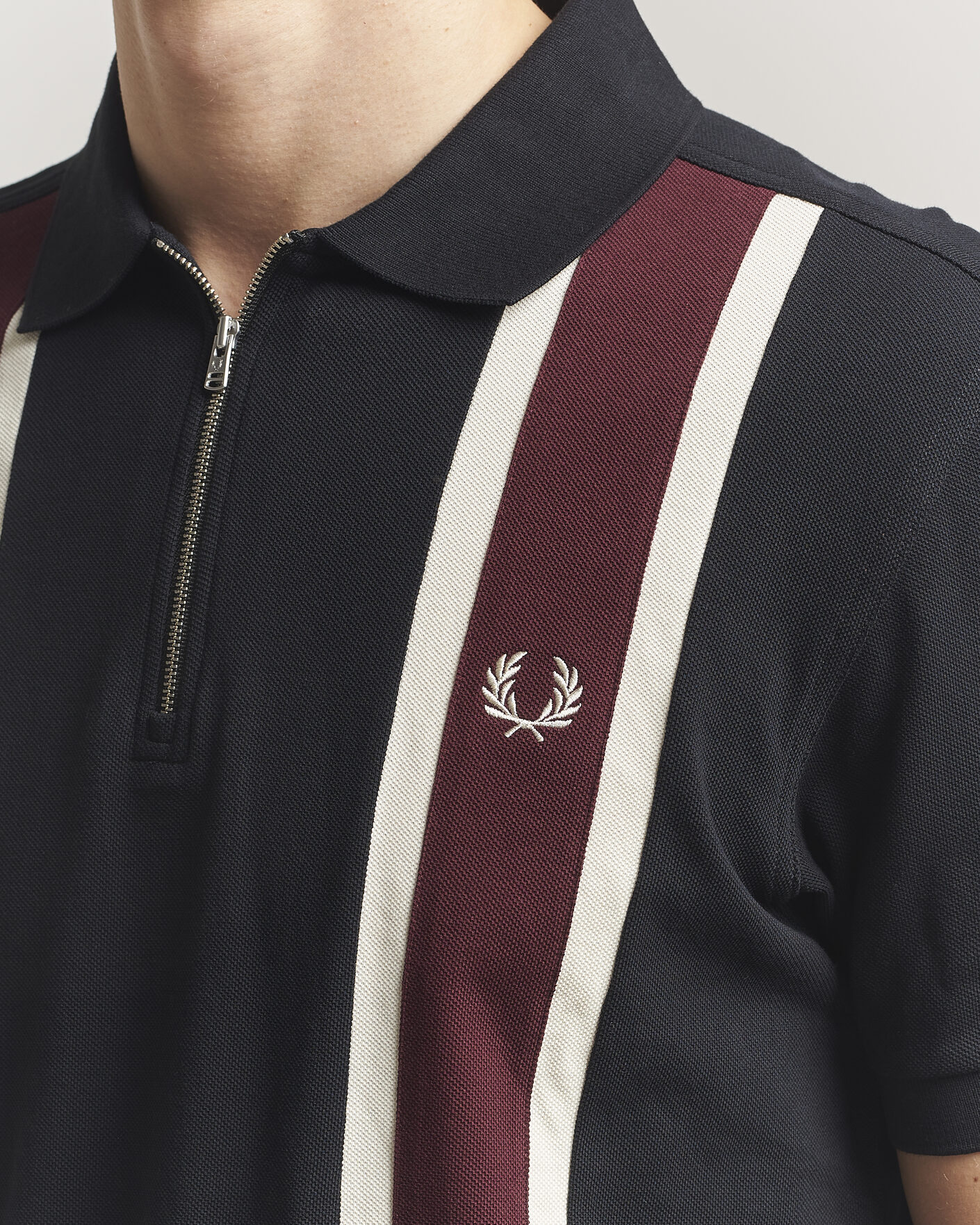 Homme | Polos | Fred Perry | Tramline Half Zip Polo Black