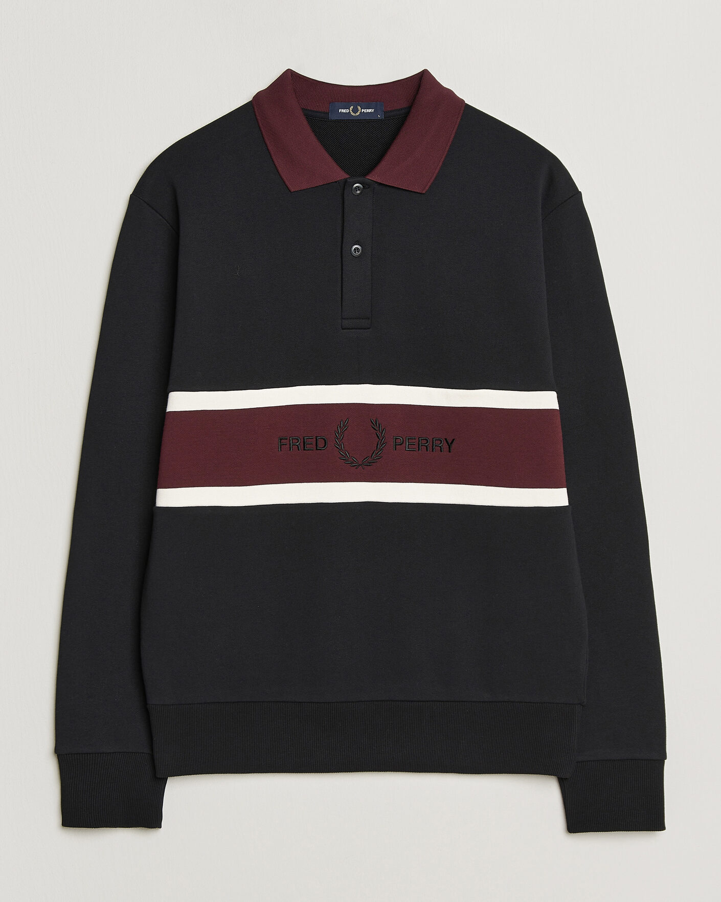 Homme | Pulls Et Tricots | Fred Perry | Embroidered Paneled Polo Sweater Black