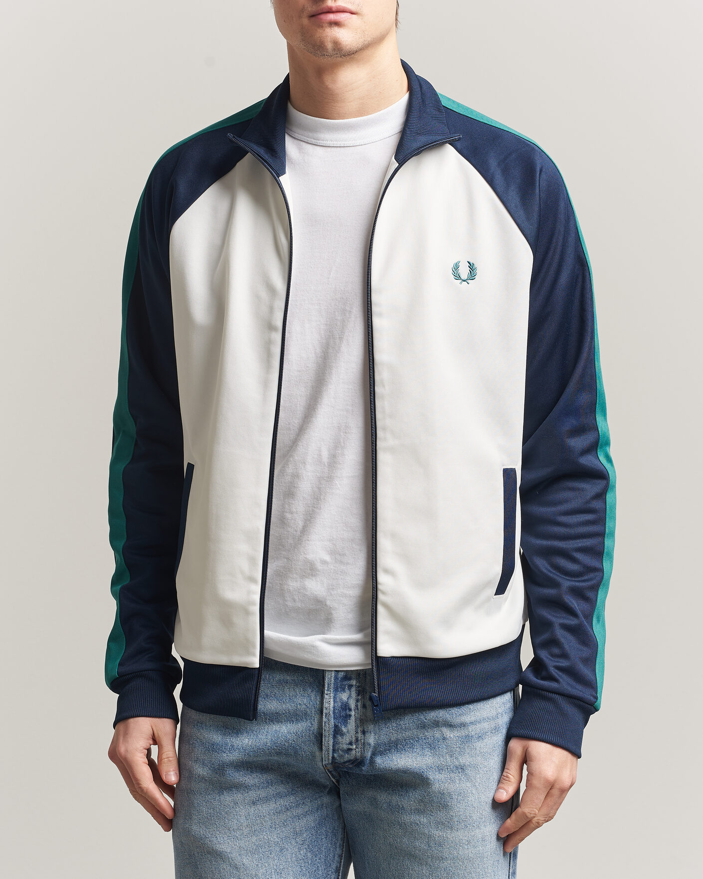 Homme | Pulls Et Tricots | Fred Perry | Contrast Sleeve Track Jacket Snow White