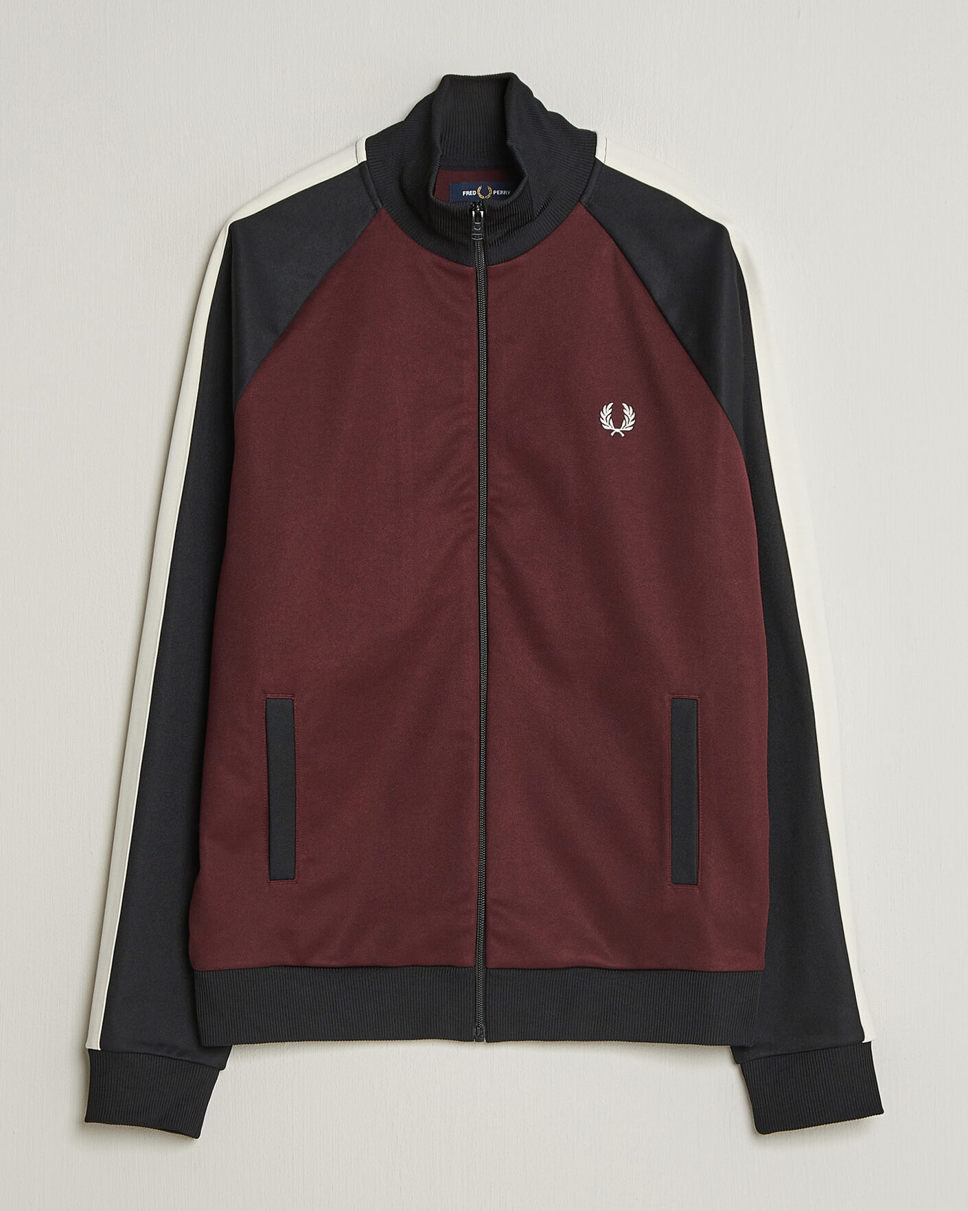 Homme | Pulls Et Tricots | Fred Perry | Contrast Sleeve Track Jacket Oxblood