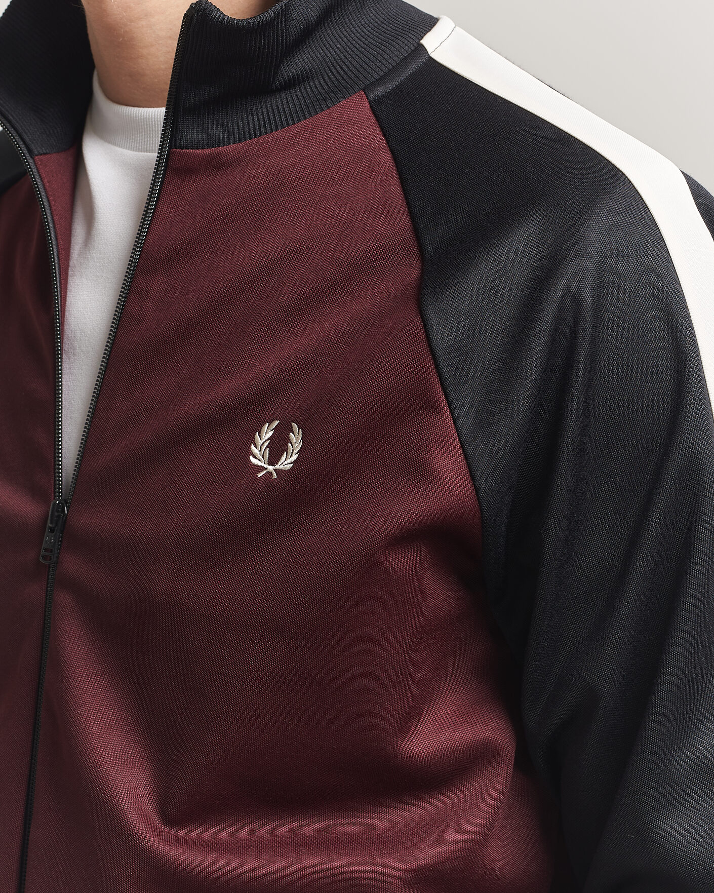 Homme | Pulls Et Tricots | Fred Perry | Contrast Sleeve Track Jacket Oxblood