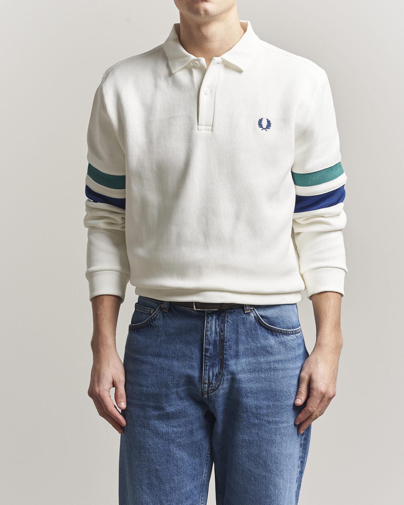 Homme | Pulls Et Tricots | Fred Perry | Tipped Sleeve Rugger Snow White