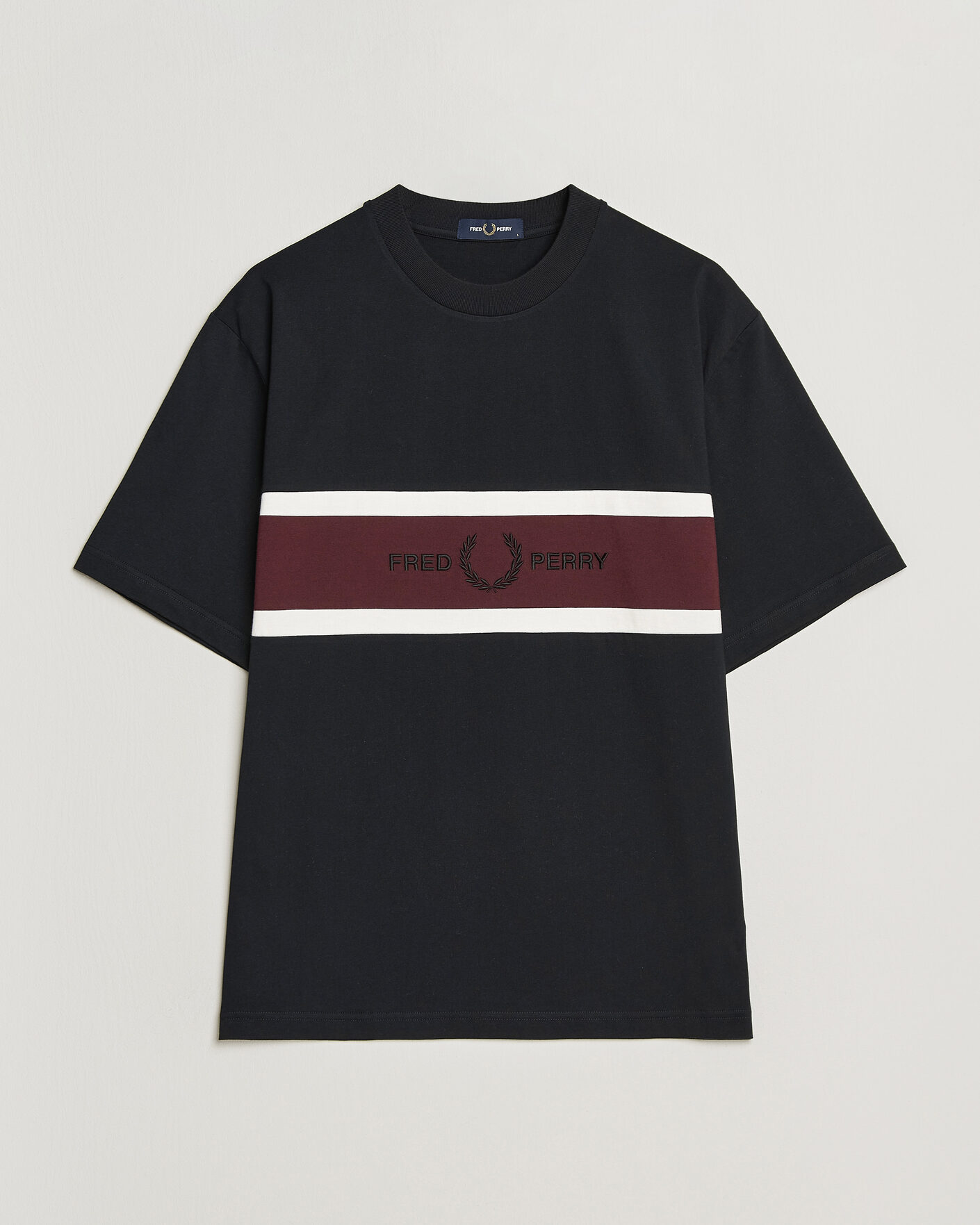 Homme | T-shirts | Fred Perry | Embroidered Paneled T-Shirt Black