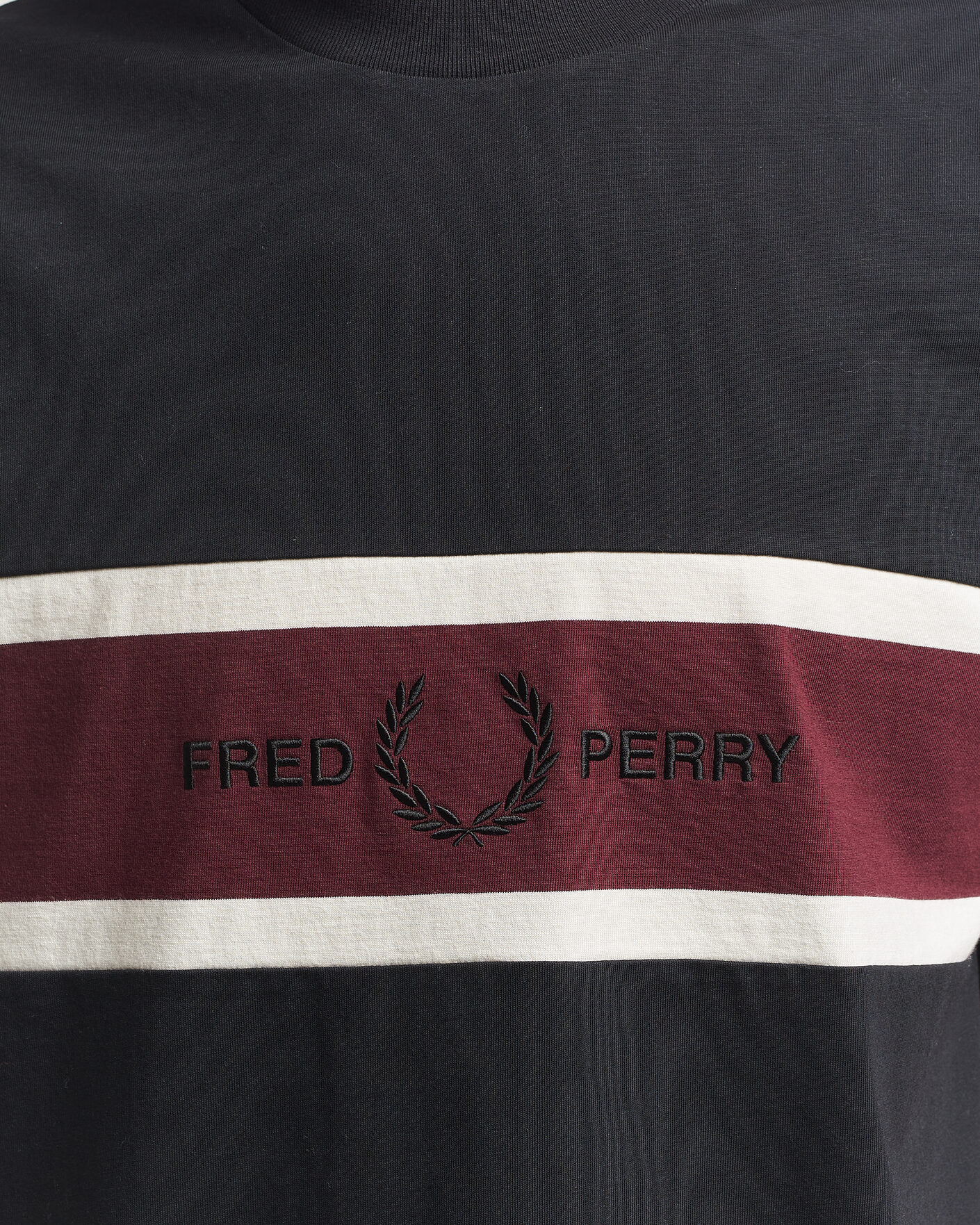 Homme | T-shirts | Fred Perry | Embroidered Paneled T-Shirt Black