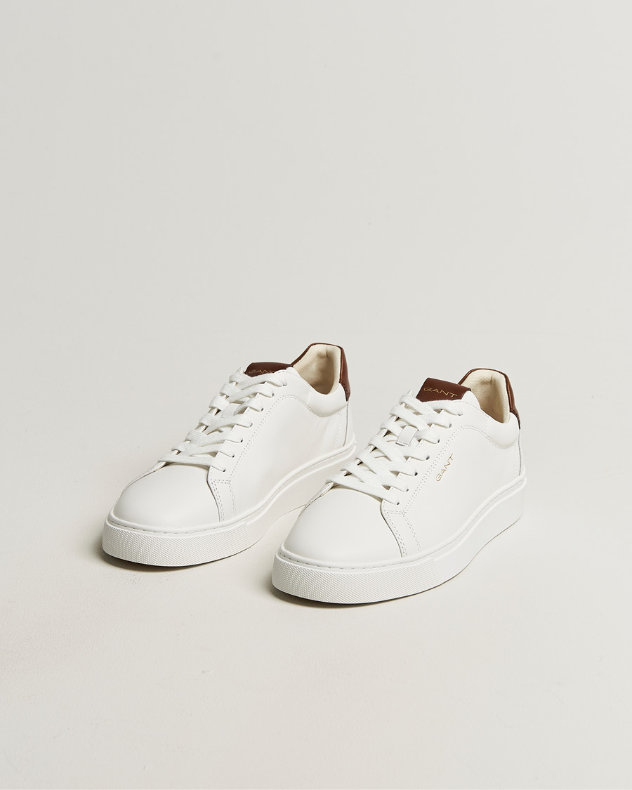 Homme | Baskets | GANT | Mc Julien Leather Sneaker White/Dark Tan