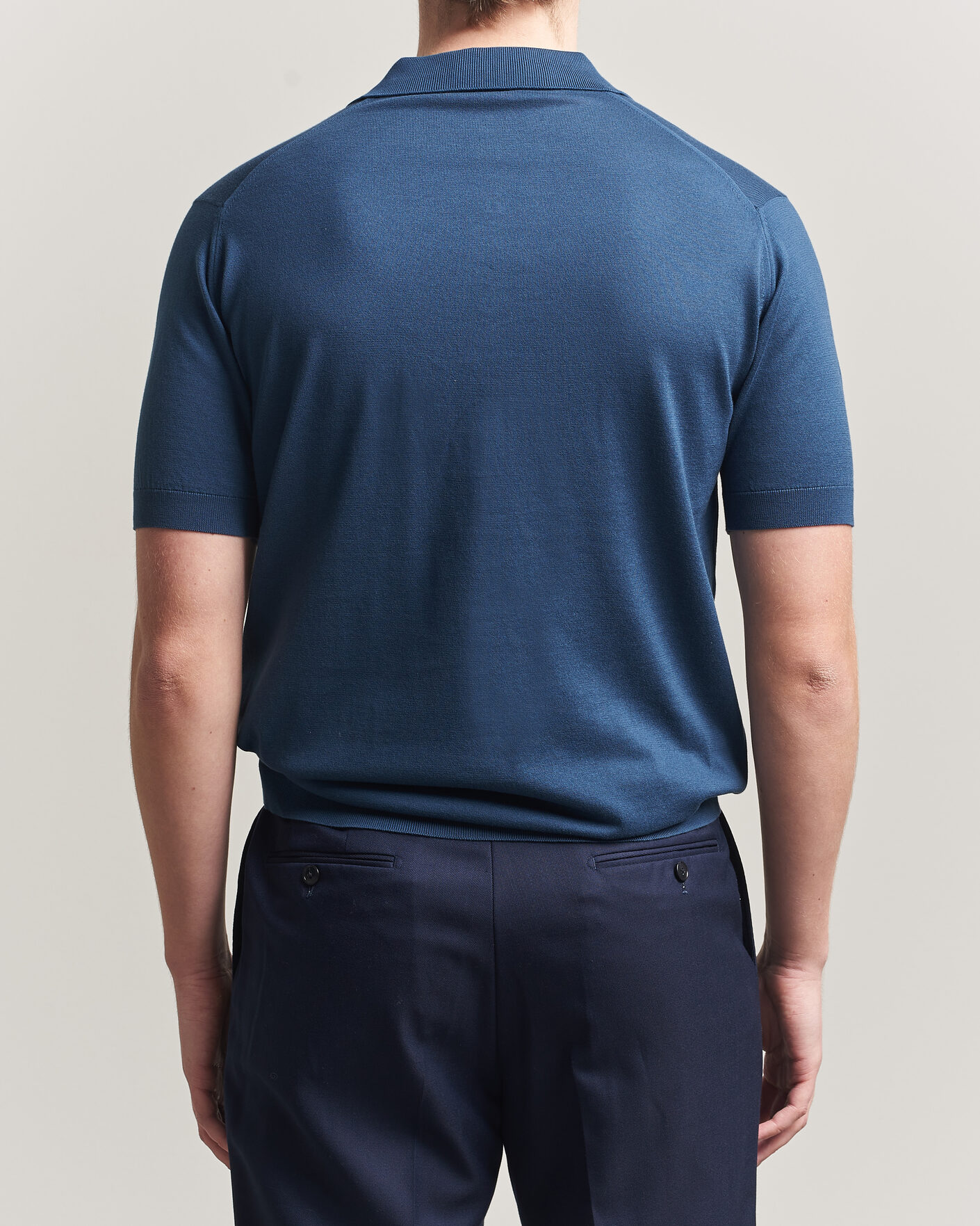 Homme | Polos | John Smedley | Adrian Slim Fit Sea Island Cotton Polo Delft Blue