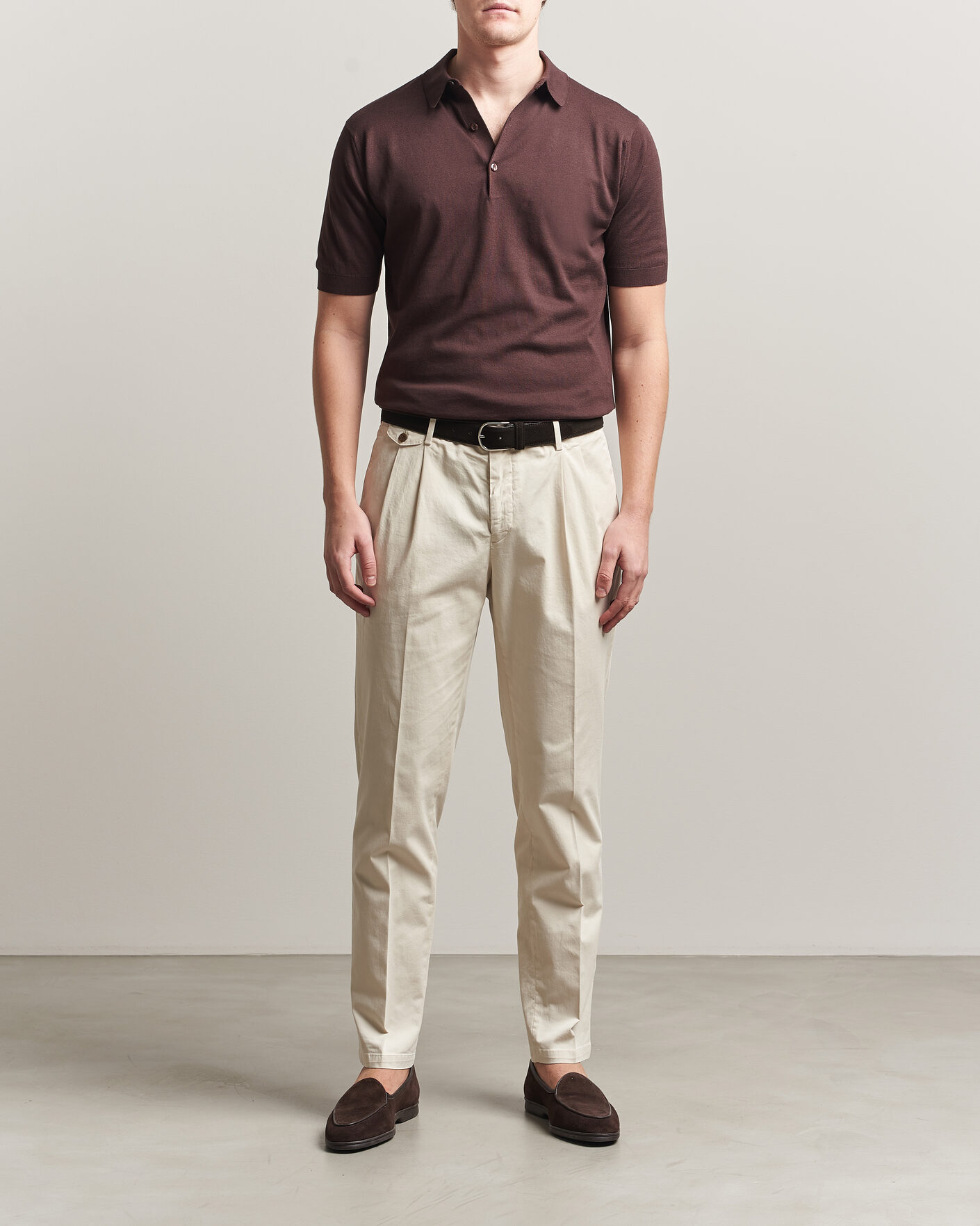 Homme | Polos | John Smedley | Adrian Slim Fit Sea Island Cotton Polo Raisin Brown