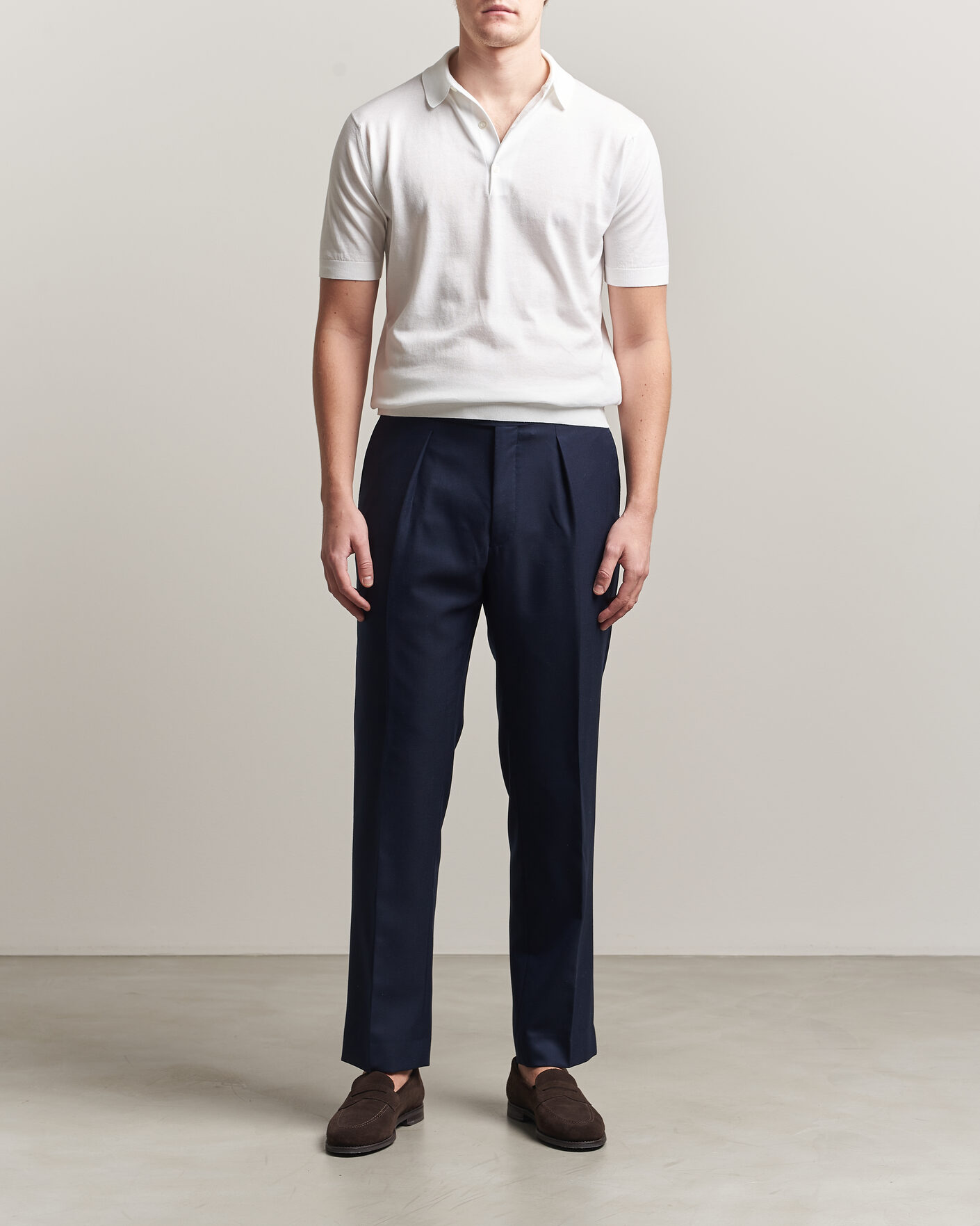 Homme | Polos | John Smedley | Adrian Slim Fit Sea Island Cotton Polo White