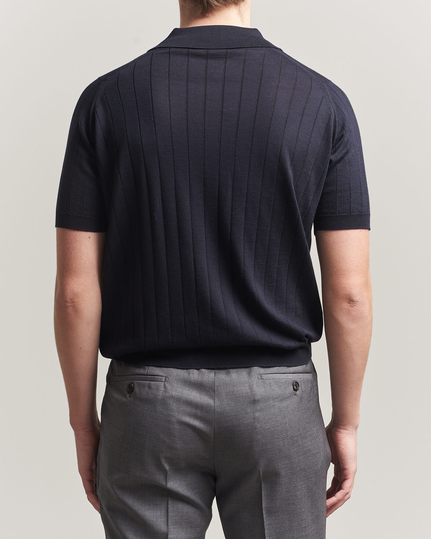 Homme | Polos | John Smedley | Williams Merino/Cotton Knitted Polo Navy