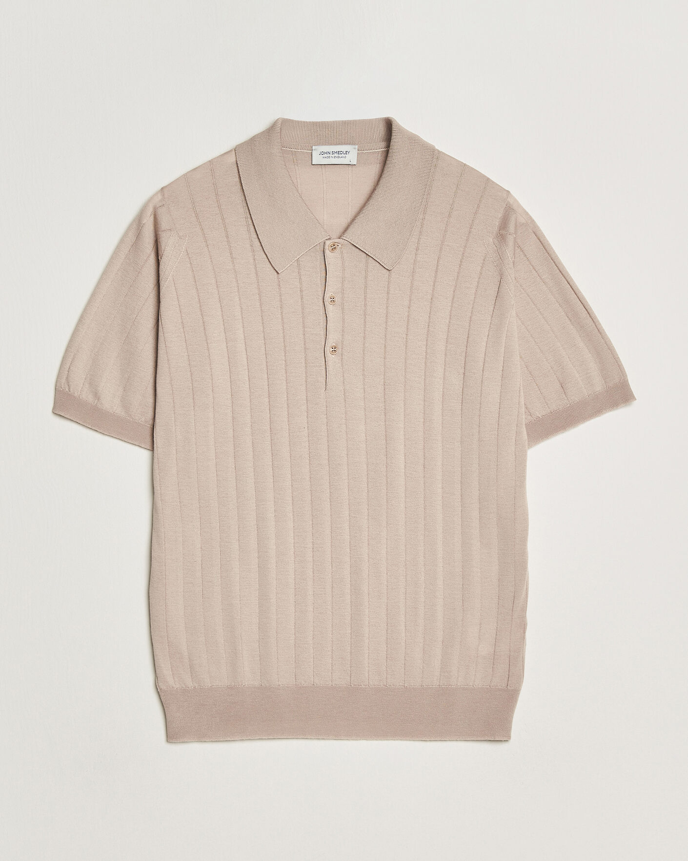 Homme | Polos | John Smedley | Williams Merino/Cotton Knitted Polo Oat