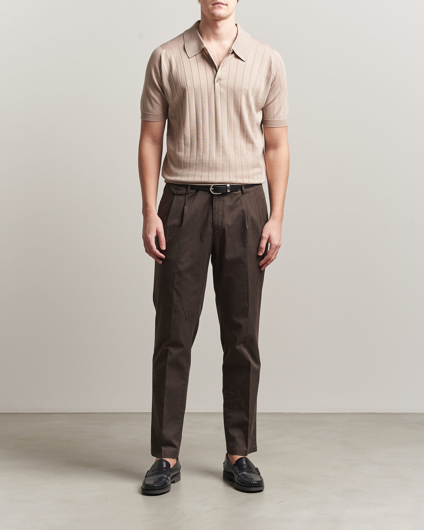 Homme | Polos | John Smedley | Williams Merino/Cotton Knitted Polo Oat