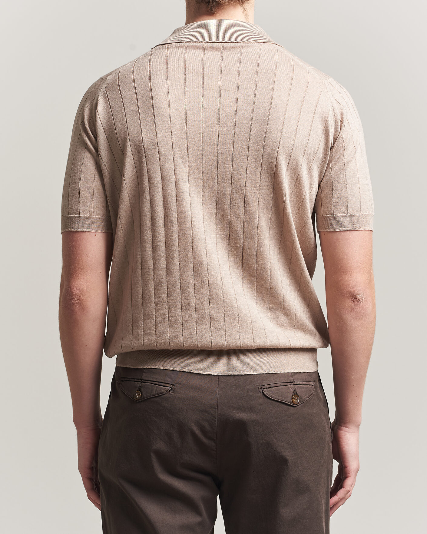 Homme | Polos | John Smedley | Williams Merino/Cotton Knitted Polo Oat