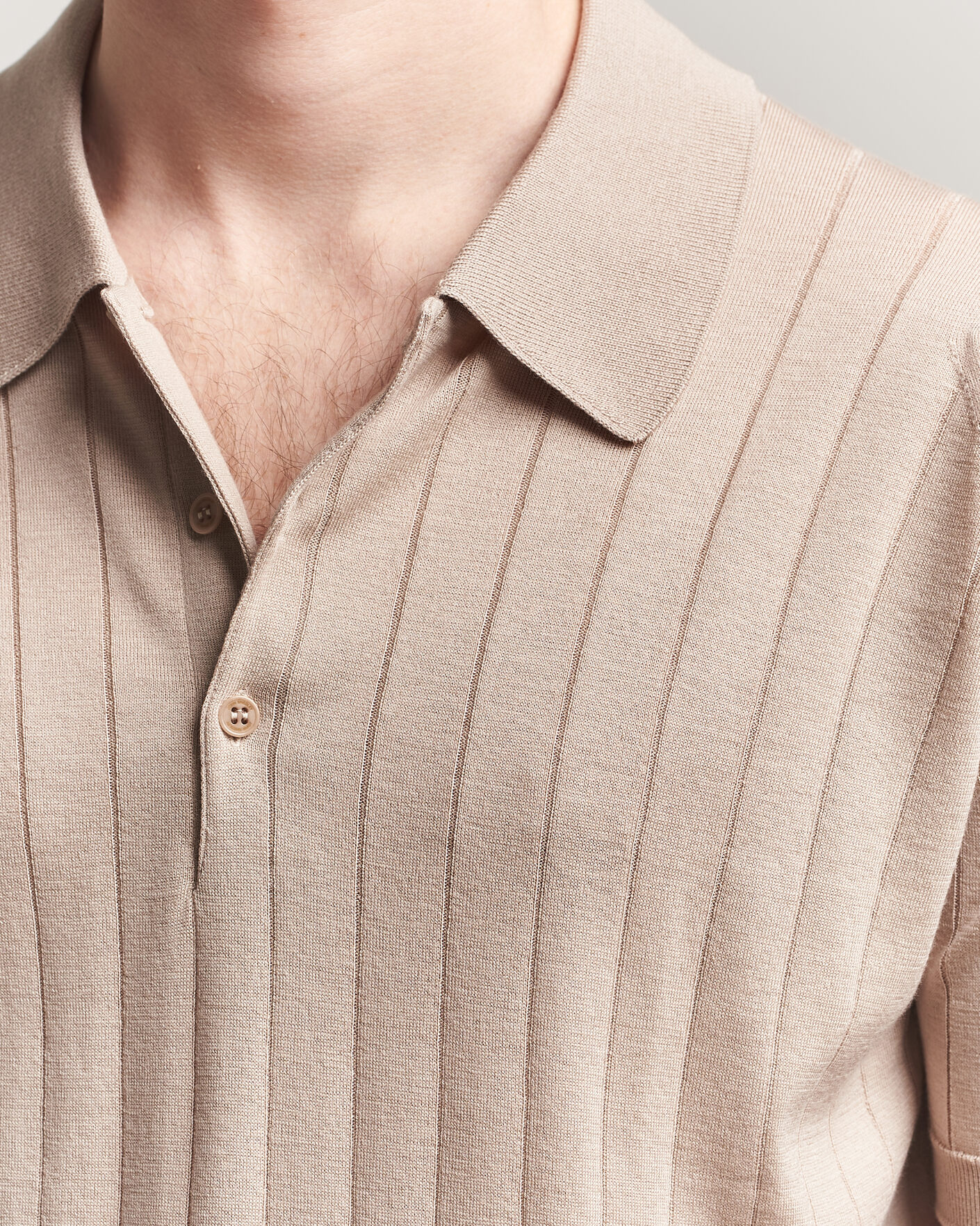 Homme | Polos | John Smedley | Williams Merino/Cotton Knitted Polo Oat