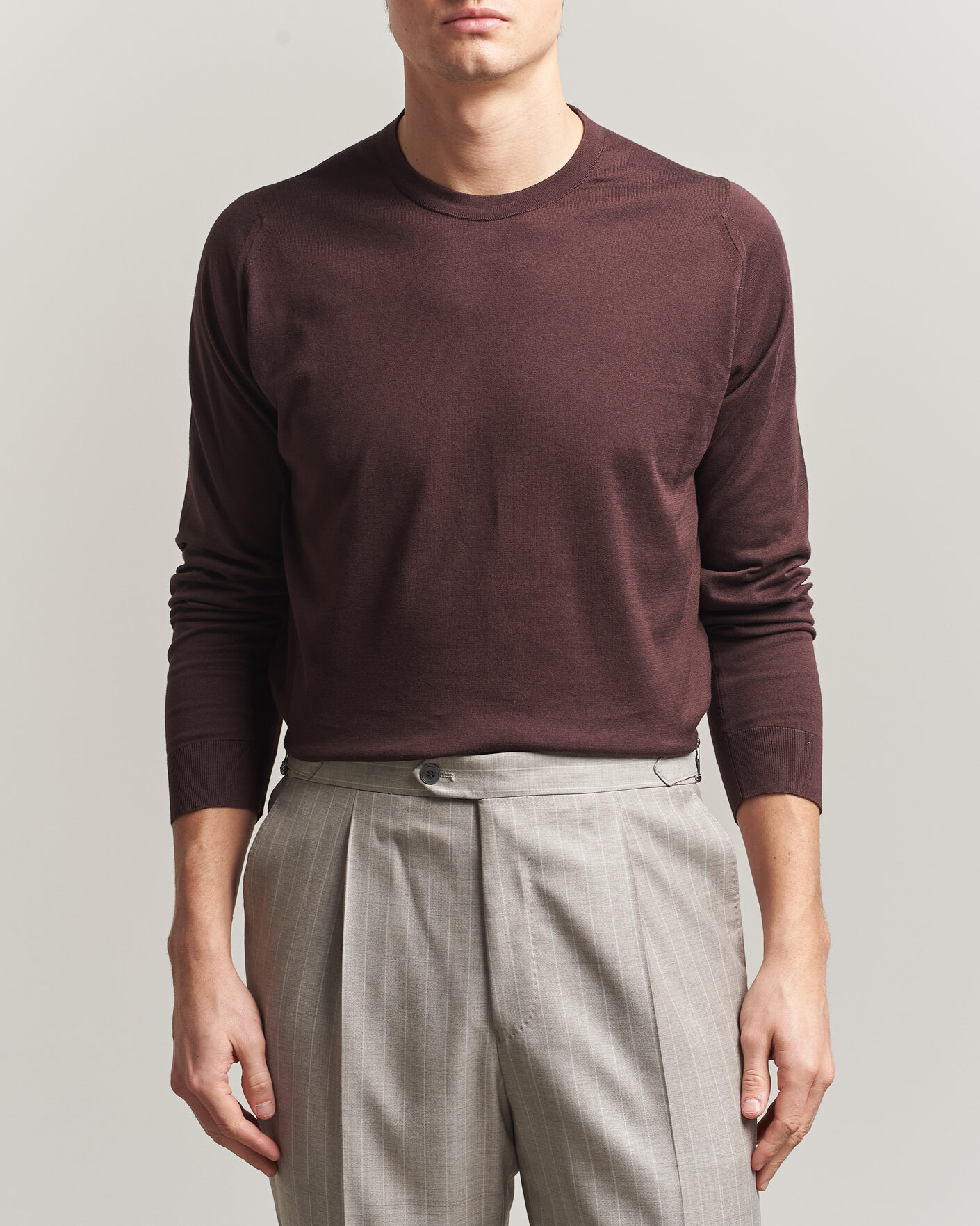 Homme | Pulls Et Tricots | John Smedley | Rowland Sea Island Crew Neck Pullover Raisin Brown