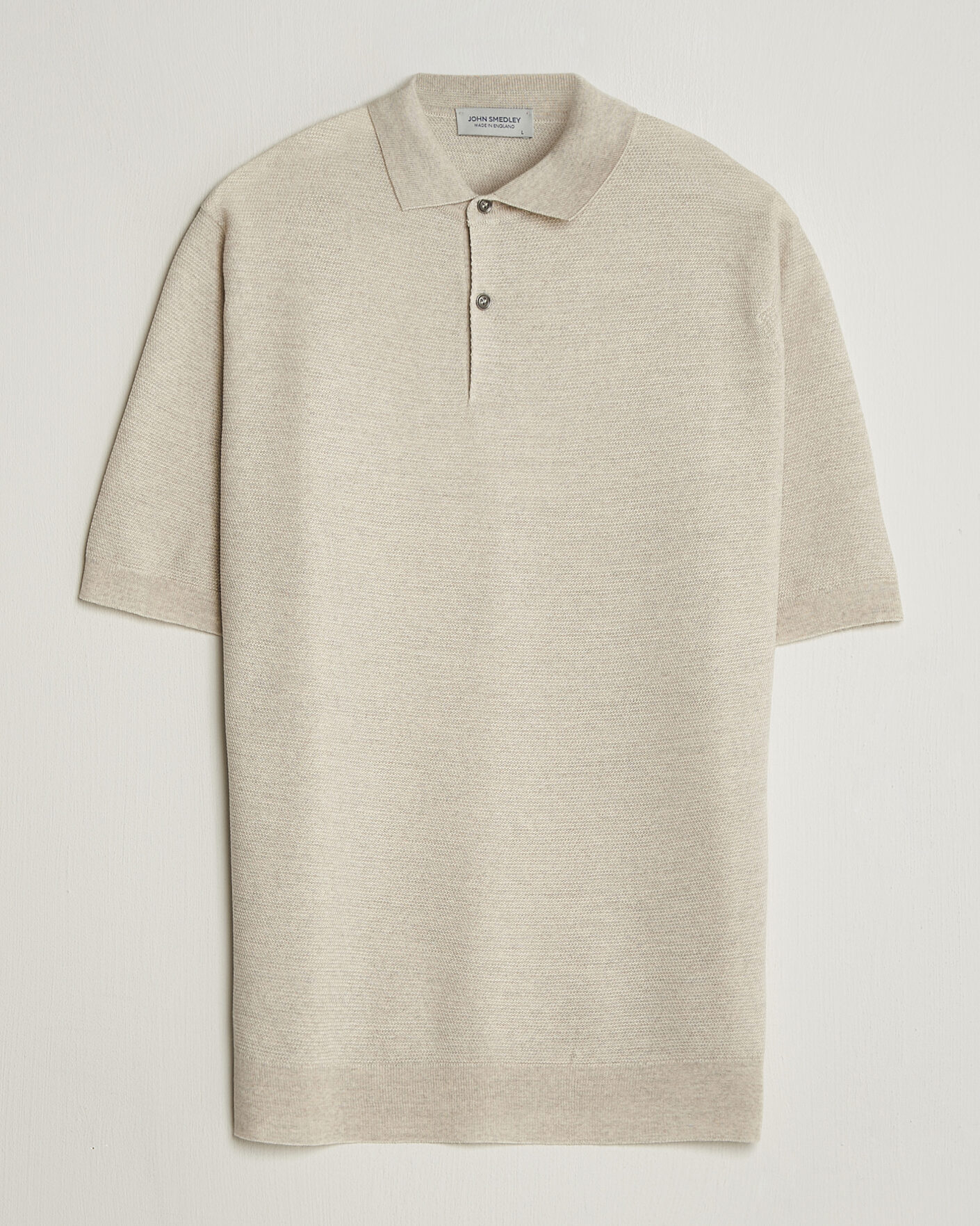 Homme | Polos | John Smedley | 14 Singular Knitted Textured Polo Grey Fleece