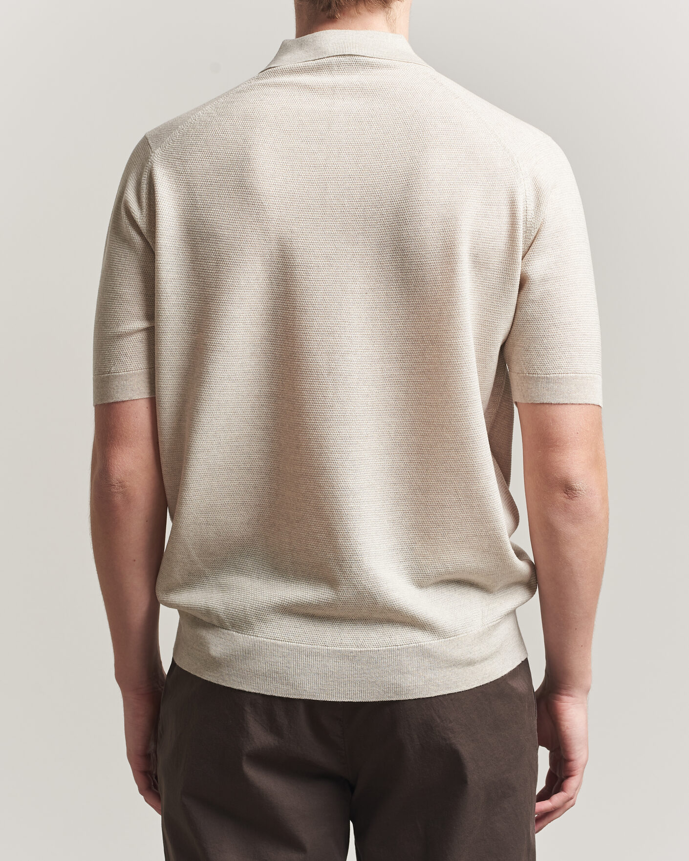 Homme | Polos | John Smedley | 14 Singular Knitted Textured Polo Grey Fleece
