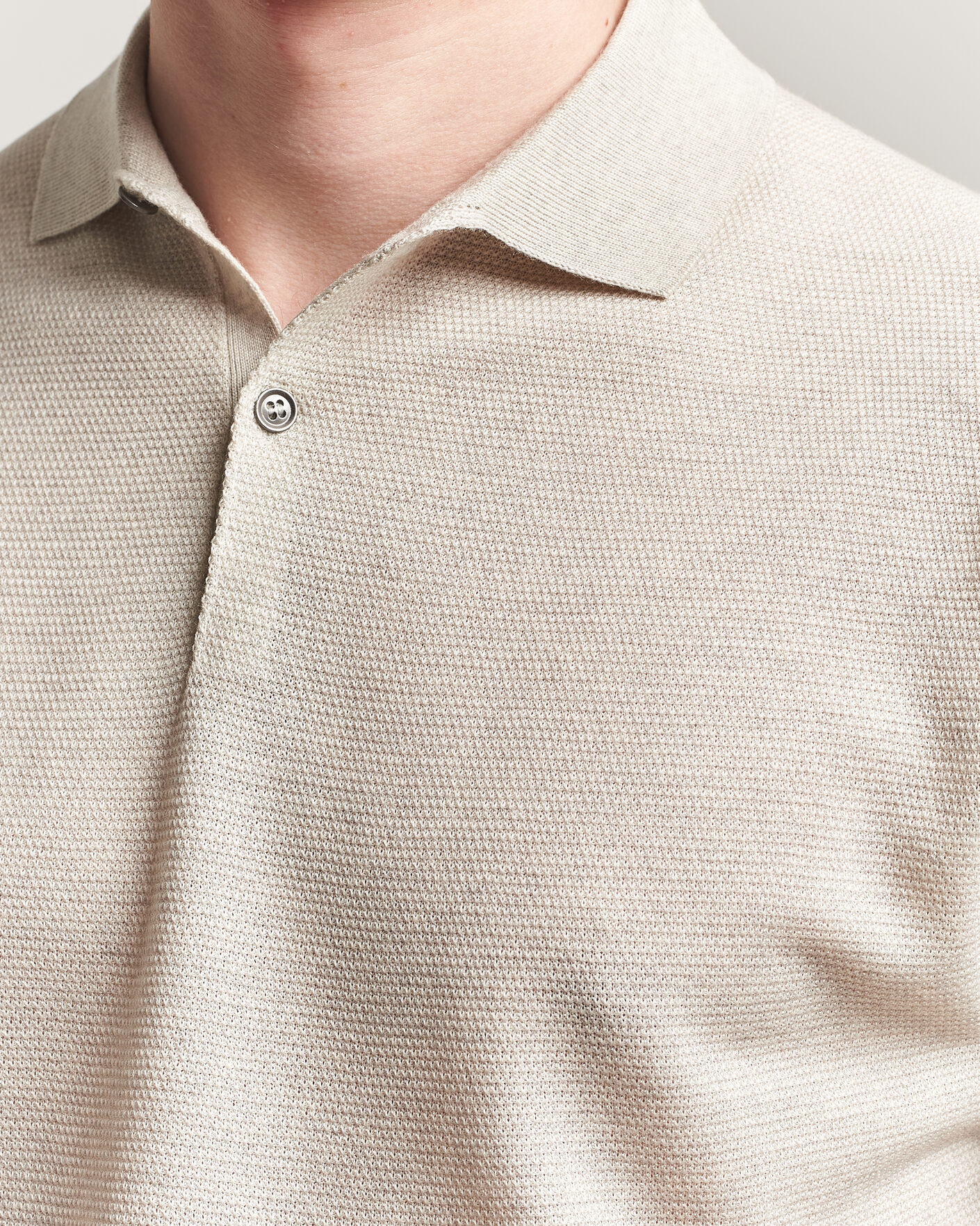 Homme | Polos | John Smedley | 14 Singular Knitted Textured Polo Grey Fleece