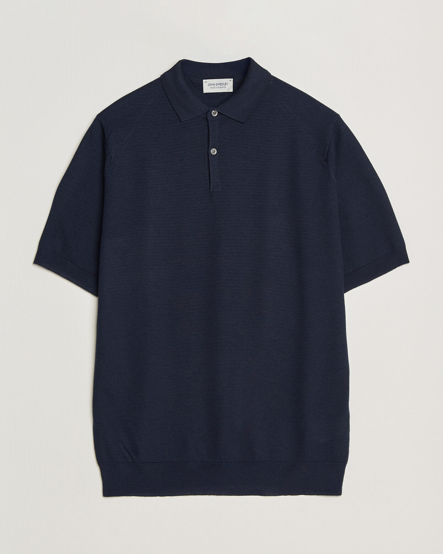 Homme | Polos | John Smedley | 14 Singular Knitted Textured Polo Midnight