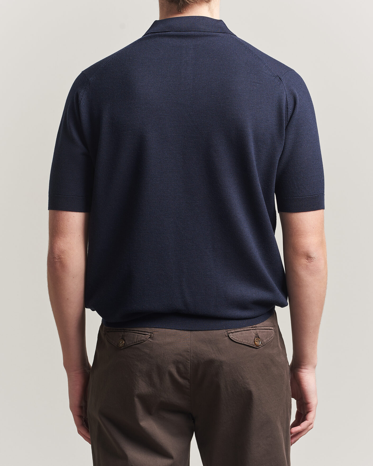 Homme | Polos | John Smedley | 14 Singular Knitted Textured Polo Midnight
