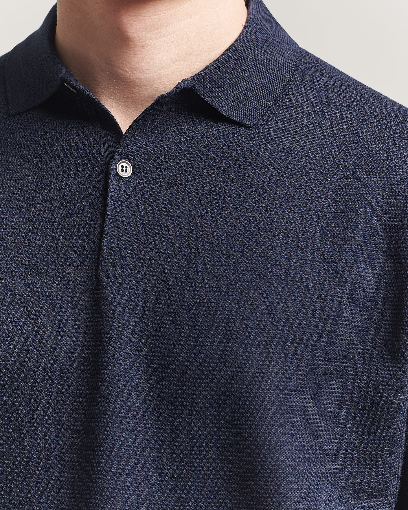 Homme | Polos | John Smedley | 14 Singular Knitted Textured Polo Midnight