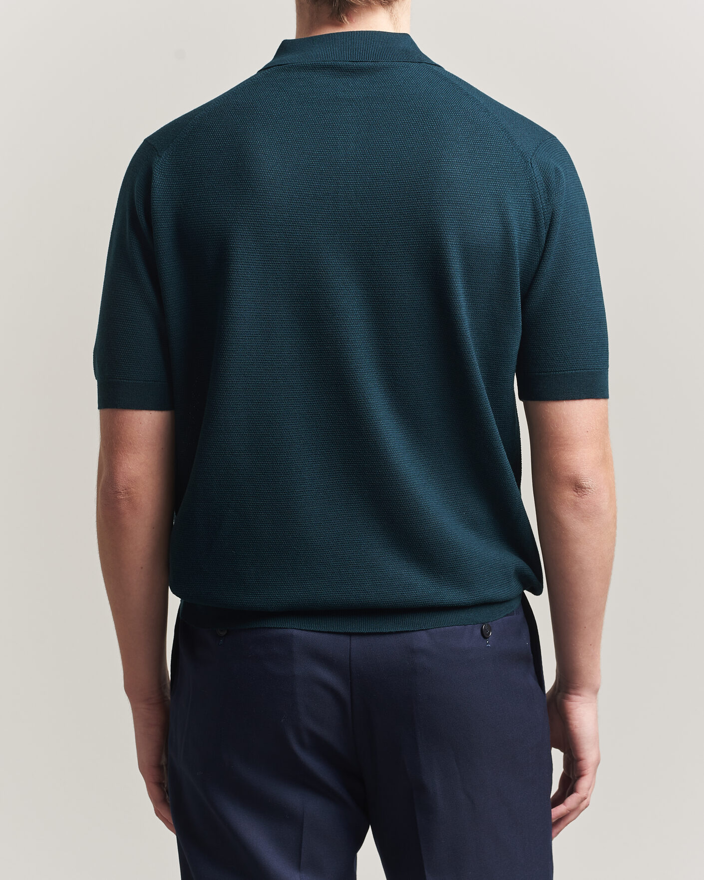 Homme | Polos | John Smedley | 14 Singular Knitted Textured Polo Richardson Green