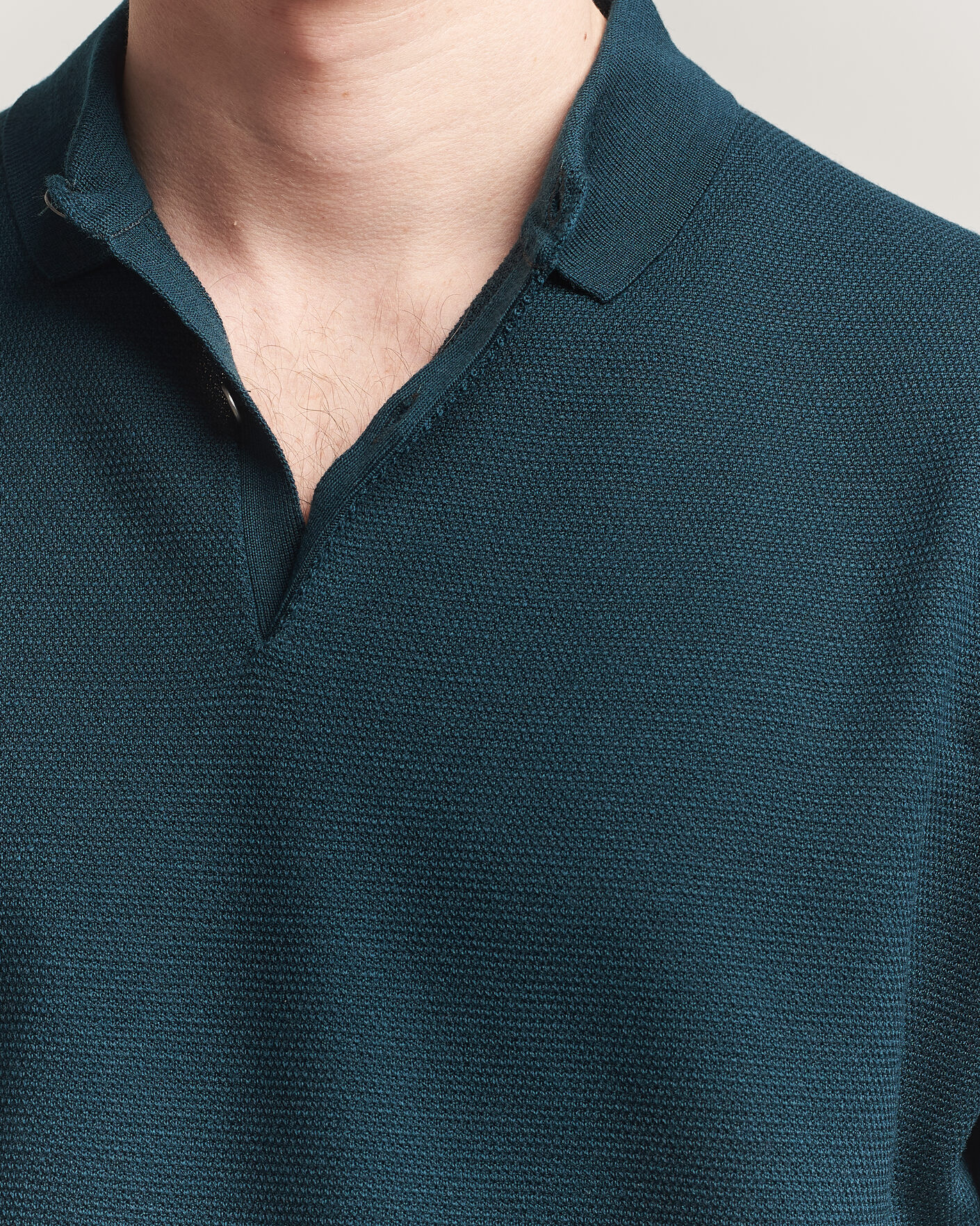 Homme | Polos | John Smedley | 14 Singular Knitted Textured Polo Richardson Green