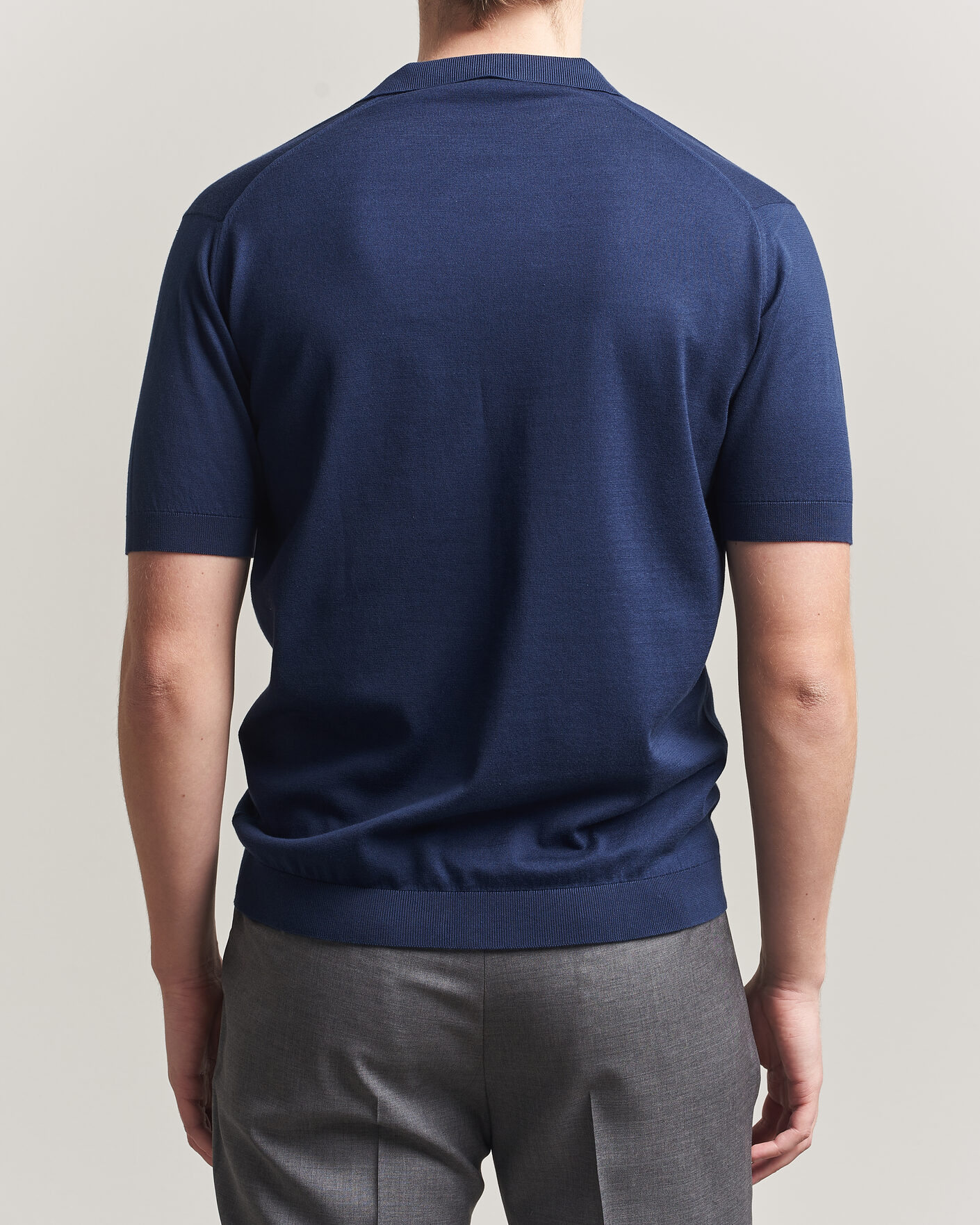 Homme | Polos | John Smedley | Noah Open Collar Sea Island Polo French Navy