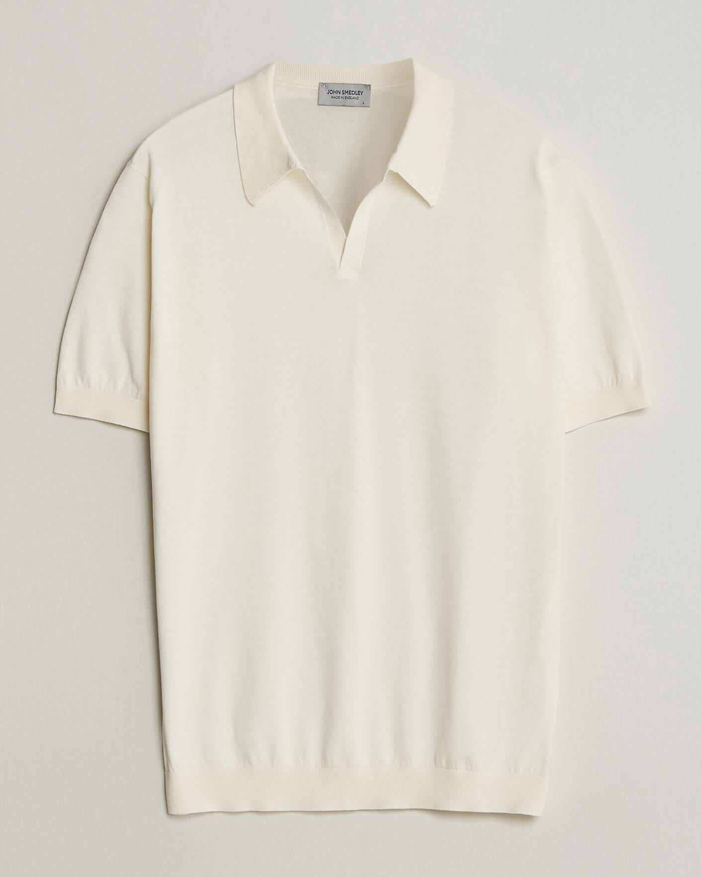 Homme | Polos | John Smedley | Noah Open Collar Sea Island Polo Starch