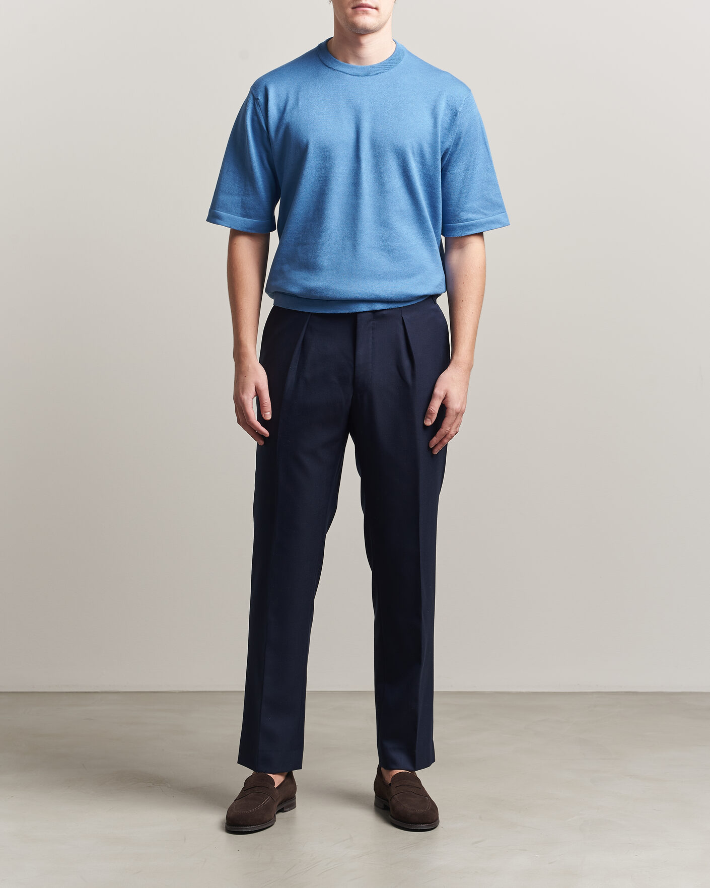 Homme | T-shirts | John Smedley | Tindall Sea Island Cotton T-Shirt Skye Blue