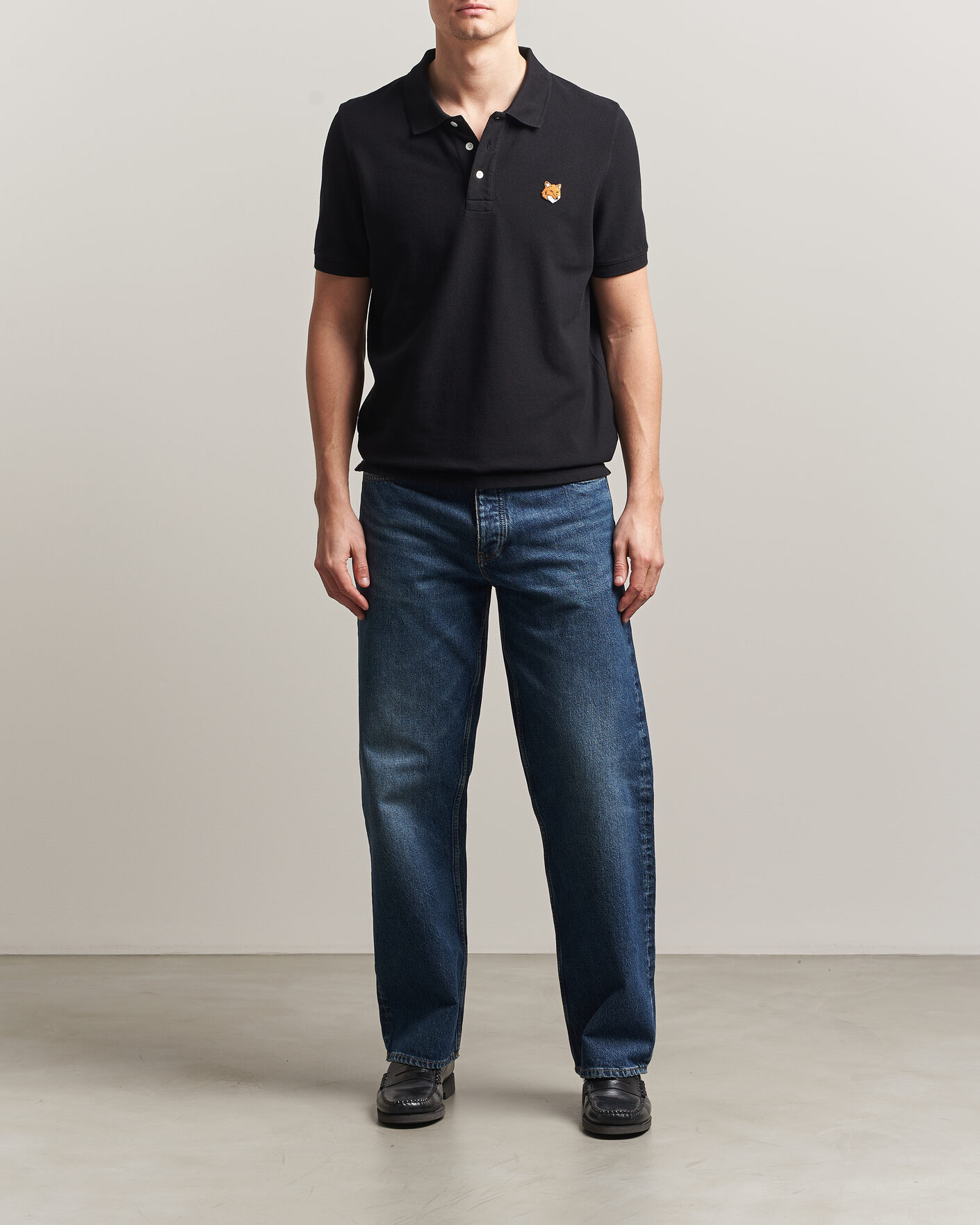 Homme | Polos | Maison Kitsuné | Fox Head Polo Black