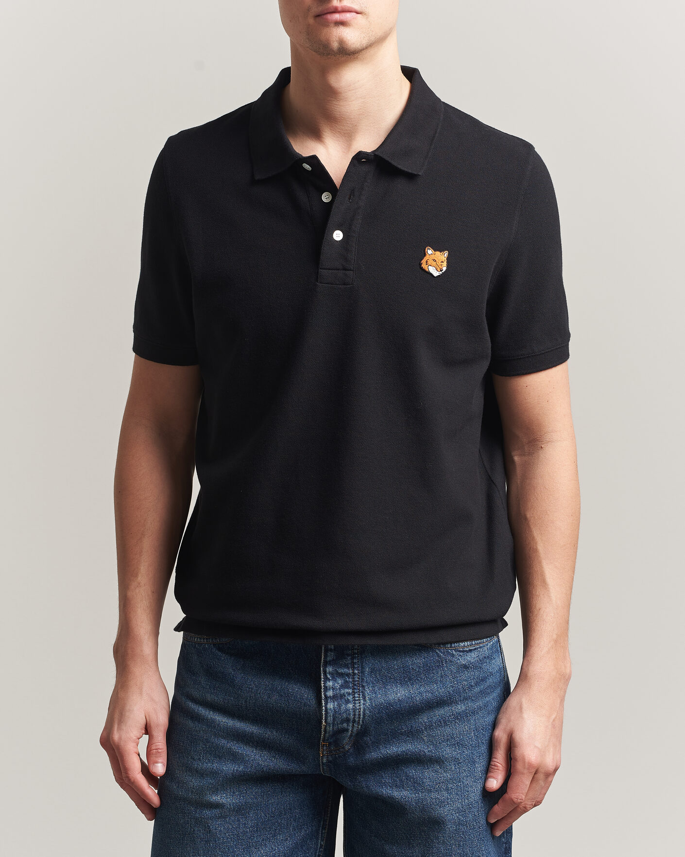 Homme | Polos | Maison Kitsuné | Fox Head Polo Black