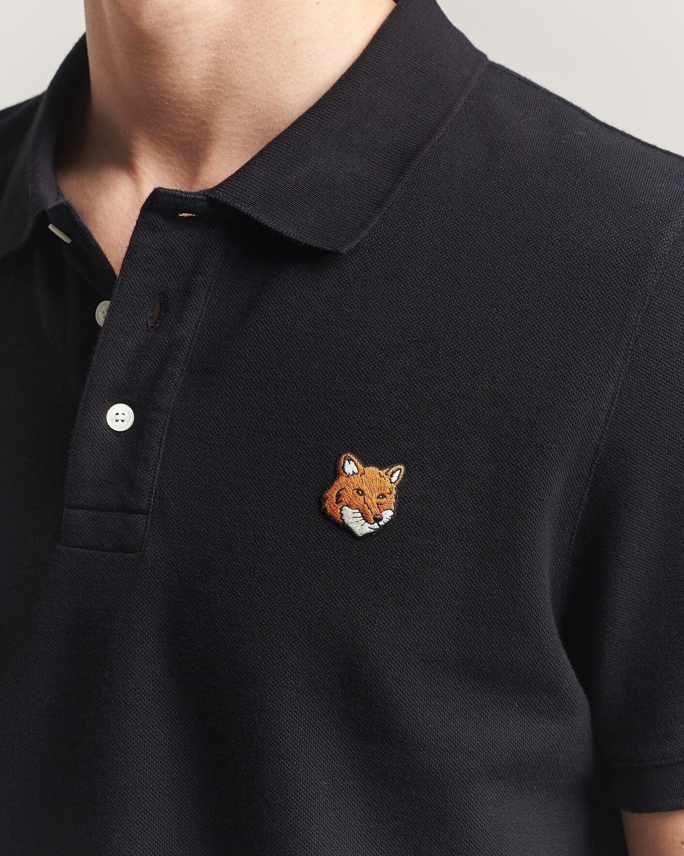 Homme | Polos | Maison Kitsuné | Fox Head Polo Black
