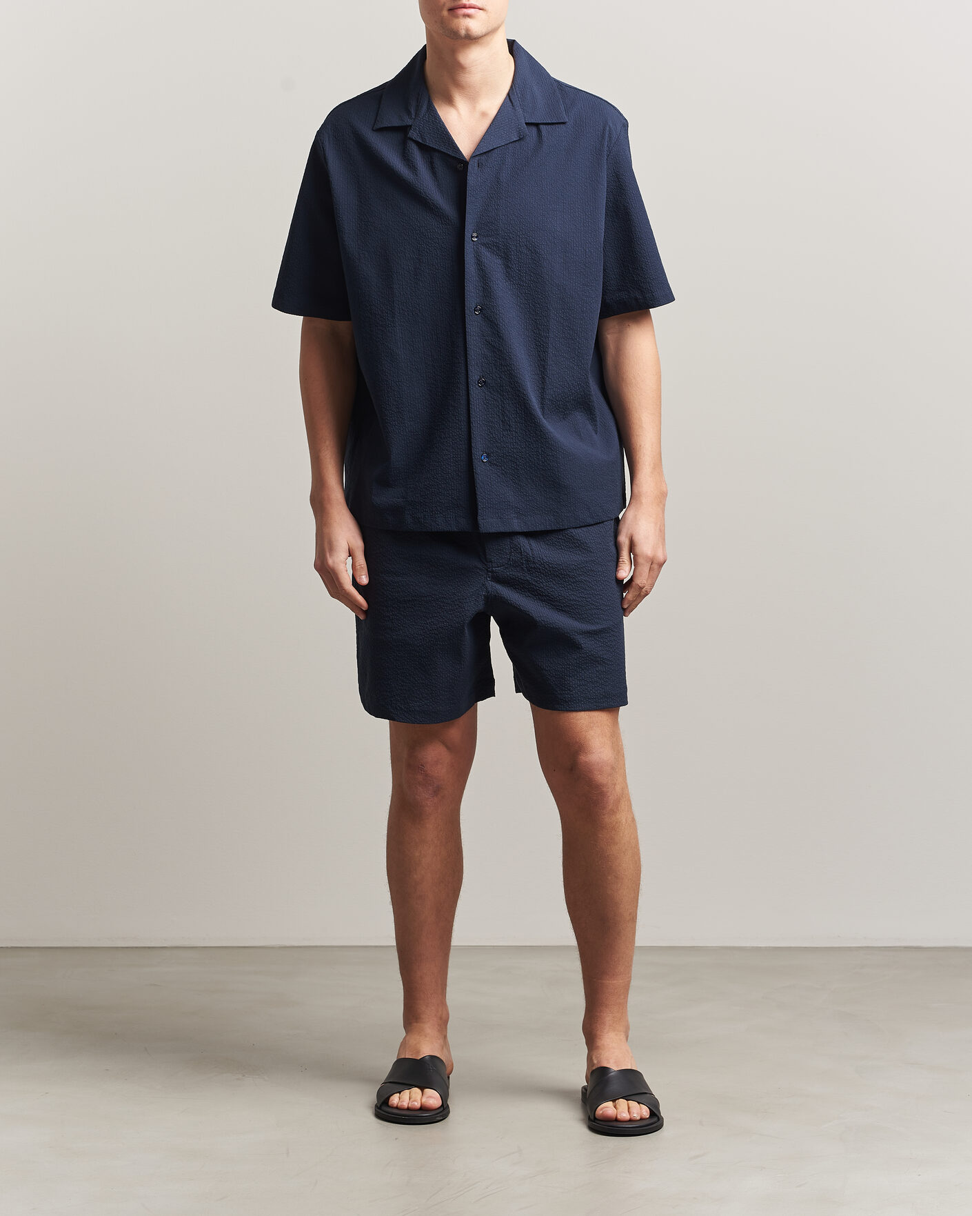 Homme | Chemises | Maison Kitsuné | Seersucker Resort Shirt Navy