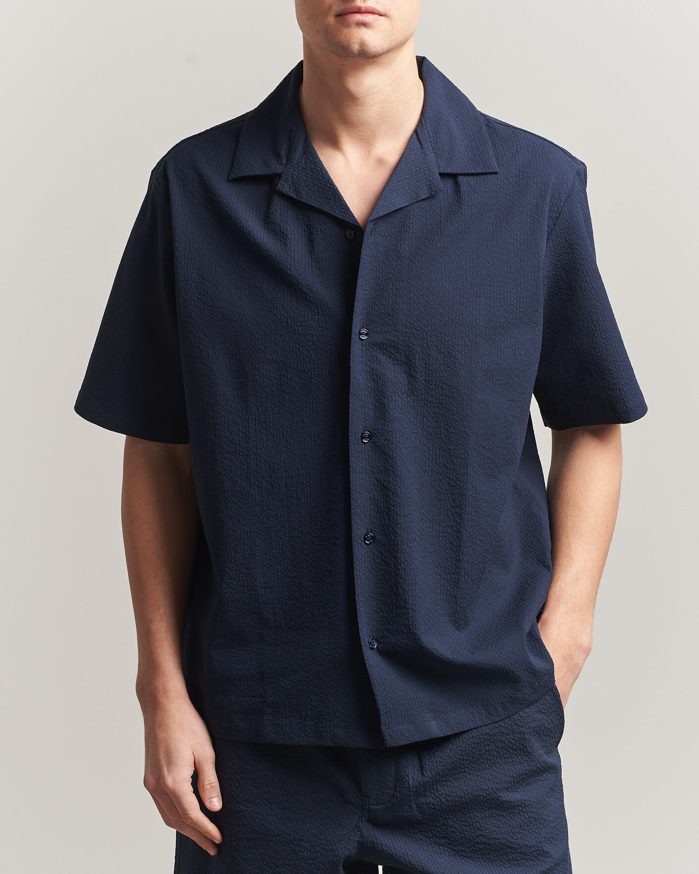 Homme | Chemises | Maison Kitsuné | Seersucker Resort Shirt Navy