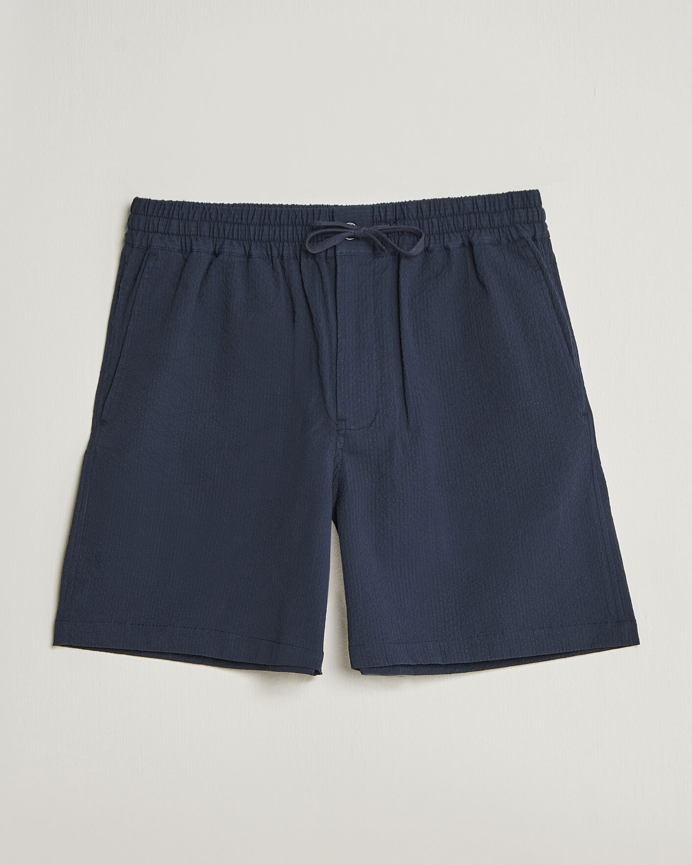 Homme | Shorts | Maison Kitsuné | Seersucker Drawstring Shorts Navy