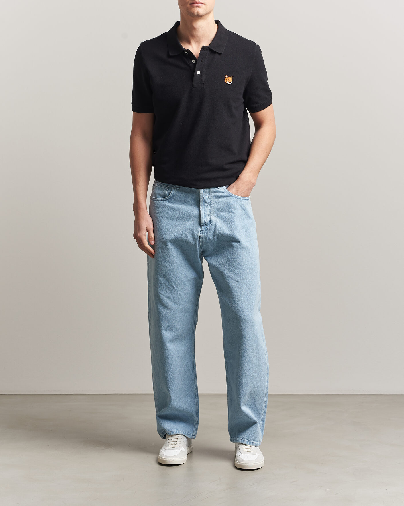 Homme | Pantalons | Maison Kitsuné | Wide Fit Jeans Light Washed Indigo
