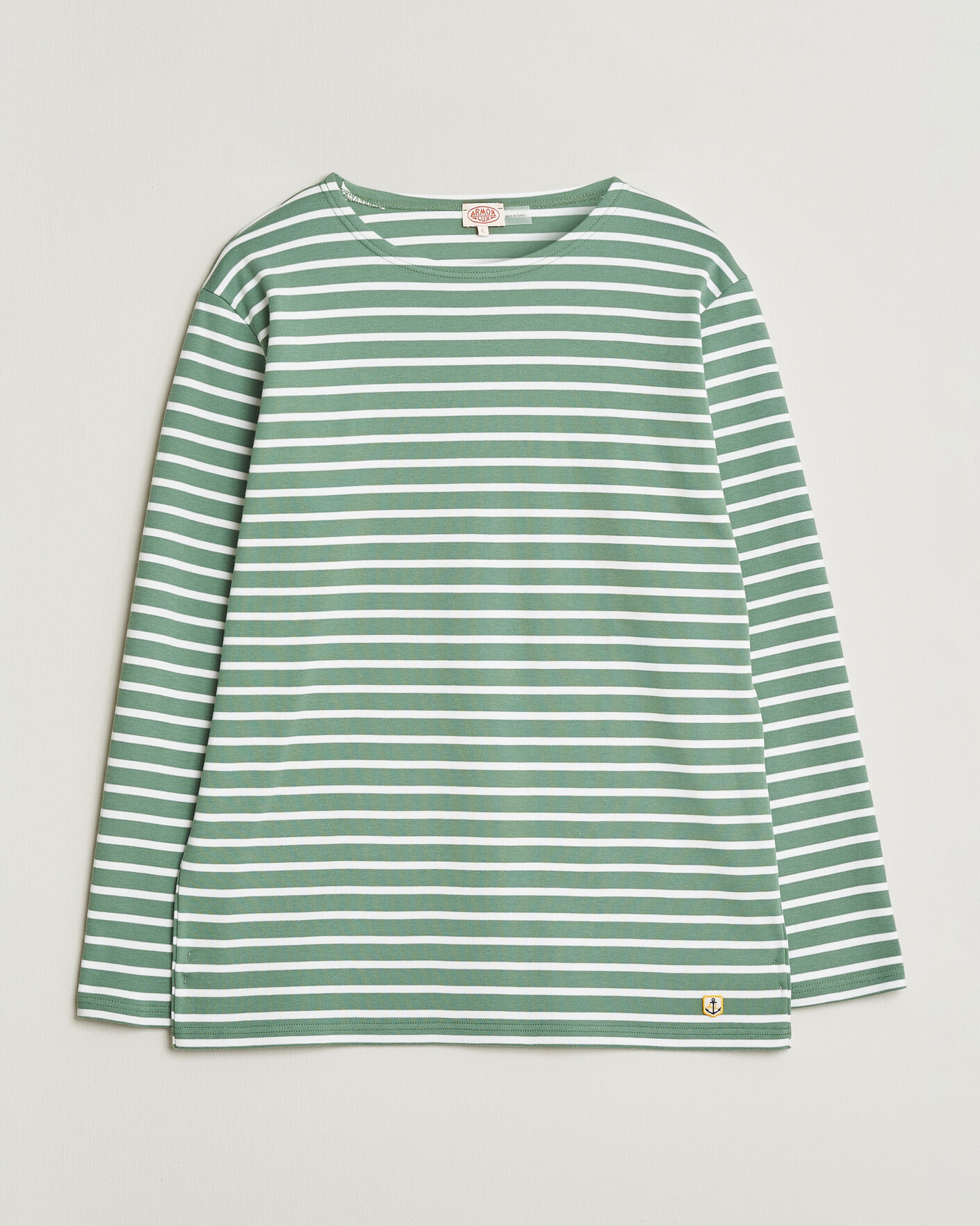 Homme | T-shirts | Armor-lux | Houat Héritage Stripe Long Sleeve T-Shirt Ivy/Blanc