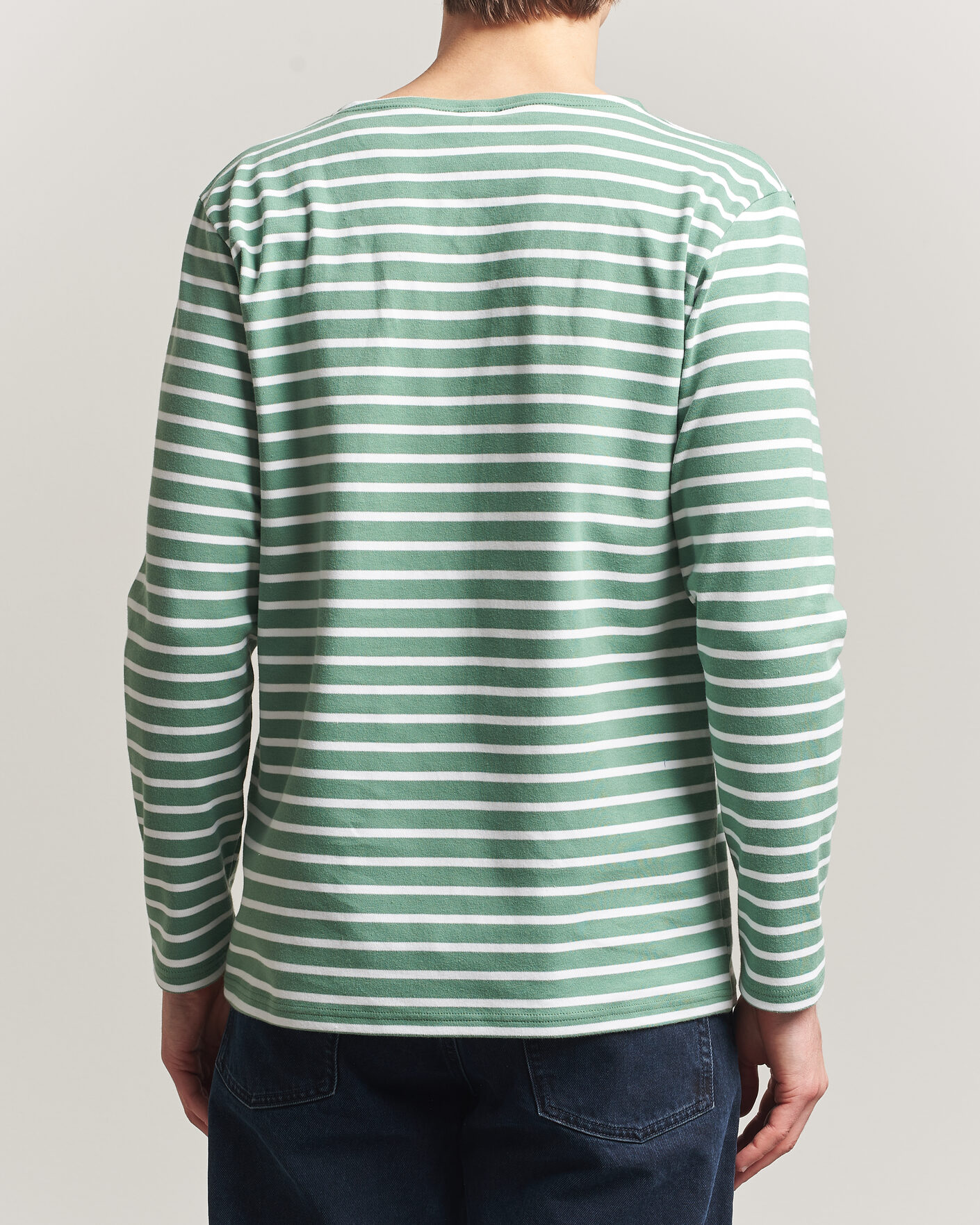 Homme | T-shirts | Armor-lux | Houat Héritage Stripe Long Sleeve T-Shirt Ivy/Blanc