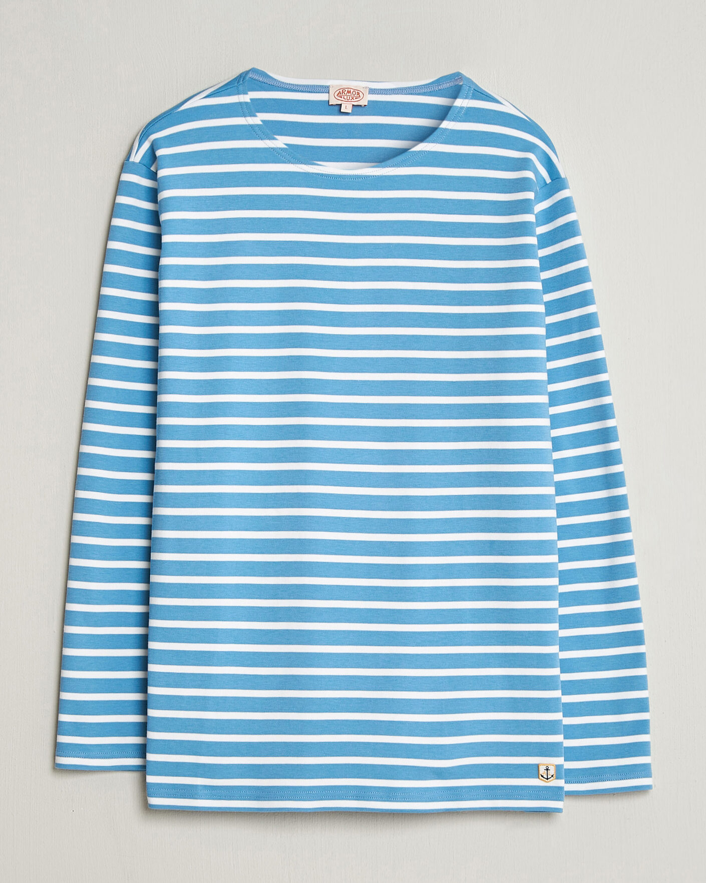 Homme | T-shirts | Armor-lux | Houat Héritage Stripe Long Sleeve T-Shirt Waterfall/Blanc