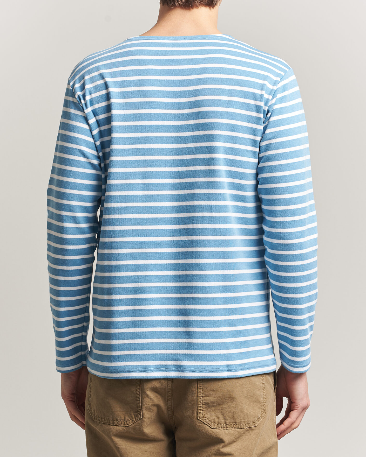 Homme | T-shirts | Armor-lux | Houat Héritage Stripe Long Sleeve T-Shirt Waterfall/Blanc