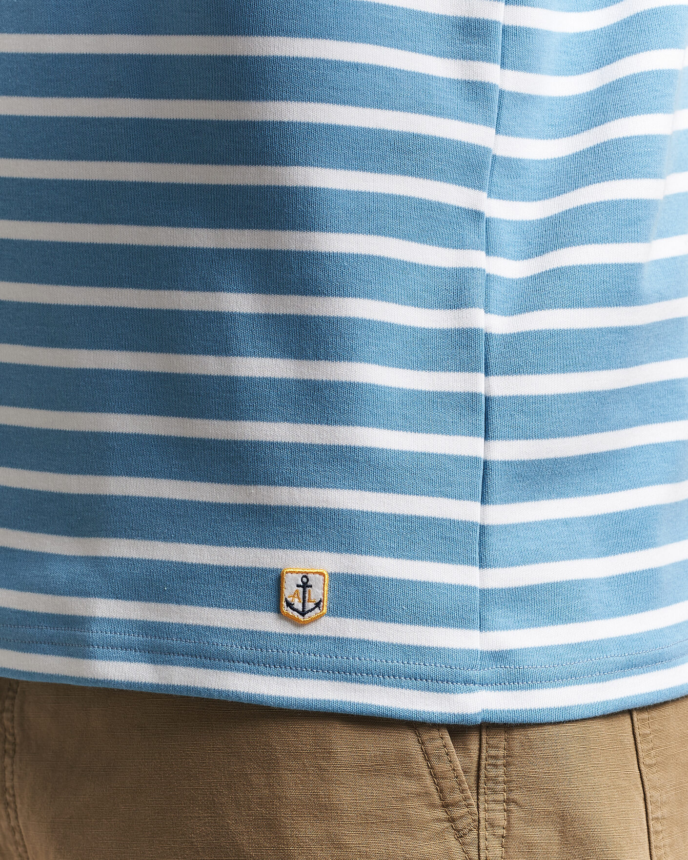 Homme | T-shirts | Armor-lux | Houat Héritage Stripe Long Sleeve T-Shirt Waterfall/Blanc