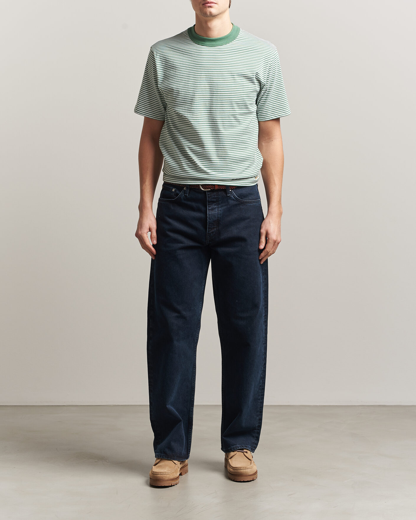 Homme | T-shirts | Armor-lux | Callac Héritage Stripe T-Shirt Ivy/Blanc