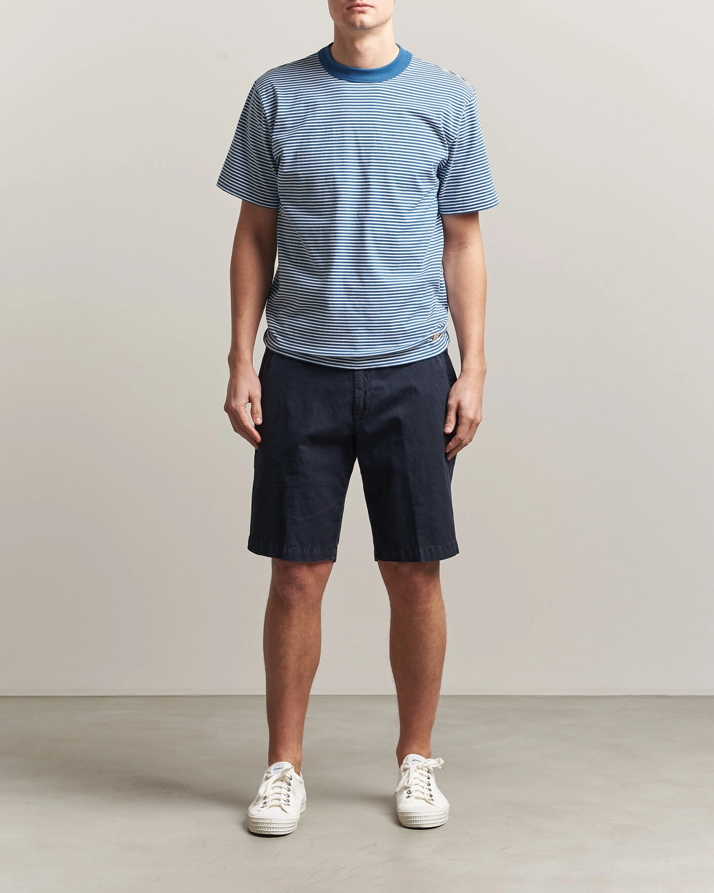 Homme | T-shirts | Armor-lux | Callac Héritage Stripe T-Shirt Dark Blue/Blanc