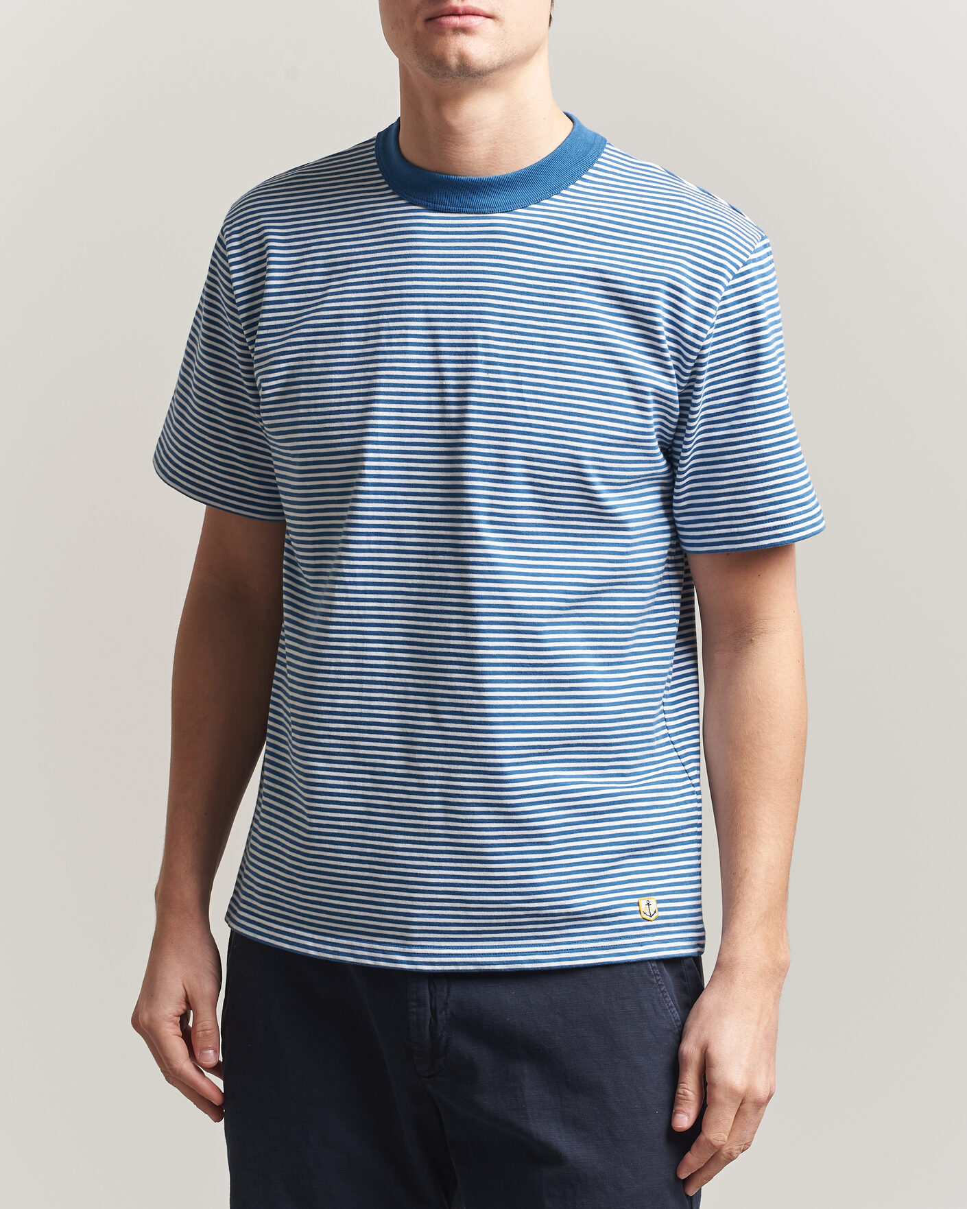 Homme | T-shirts | Armor-lux | Callac Héritage Stripe T-Shirt Dark Blue/Blanc