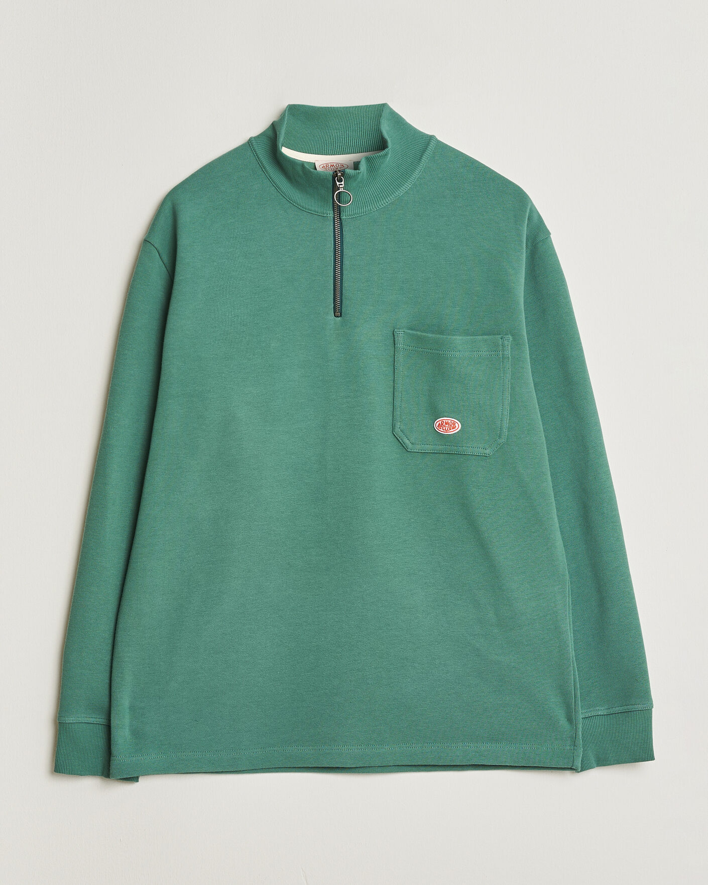 Homme | Pulls Et Tricots | Armor-lux | Camionneur Cotton Half Zip Sweater Dark Ivy