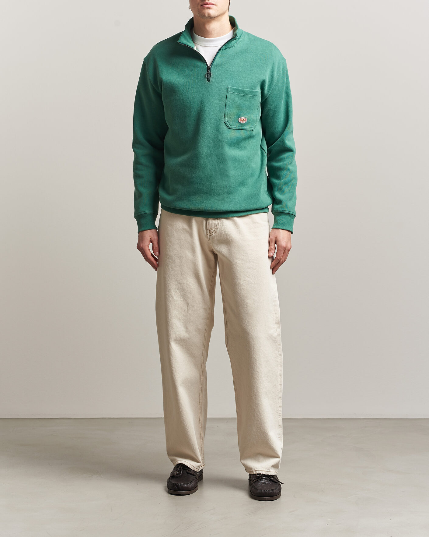 Homme | Pulls Et Tricots | Armor-lux | Camionneur Cotton Half Zip Sweater Dark Ivy