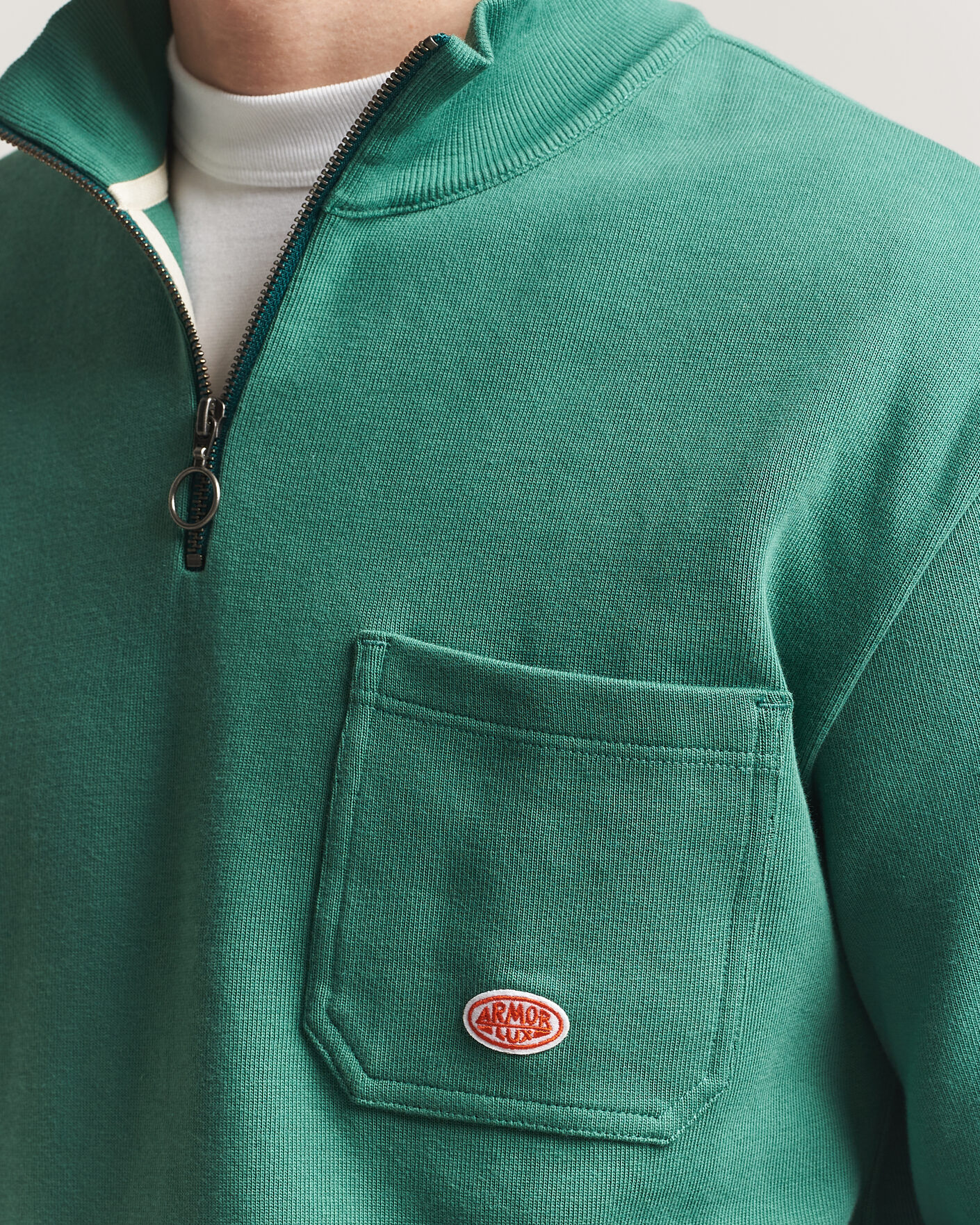 Homme | Pulls Et Tricots | Armor-lux | Camionneur Cotton Half Zip Sweater Dark Ivy