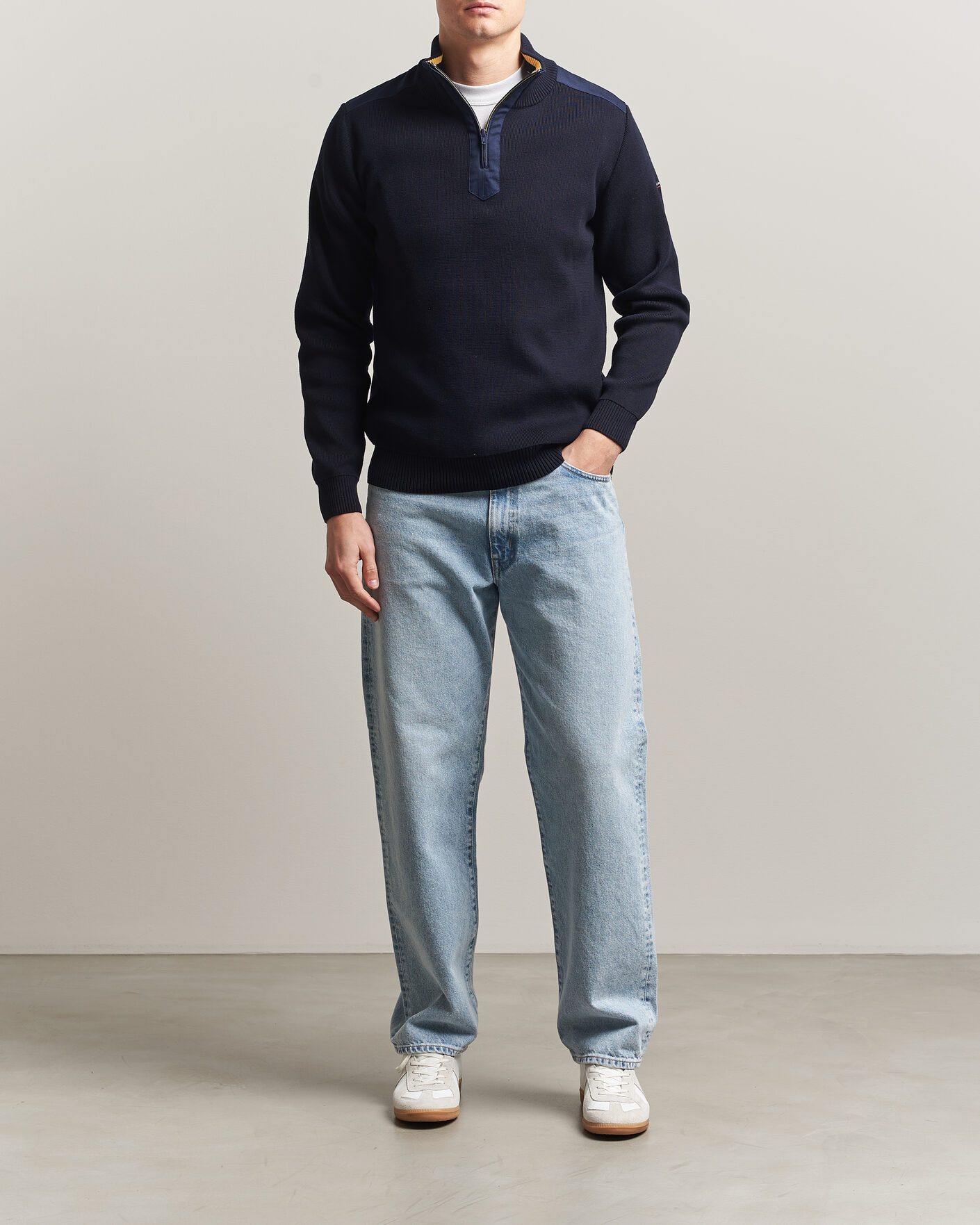 Homme | Pulls Et Tricots | Armor-lux | Workwear Half Zip Marine Deep