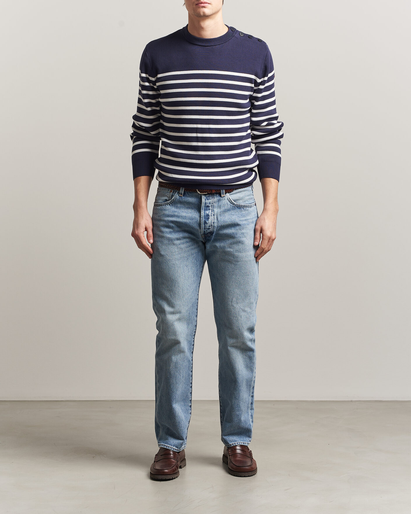 Homme | Pulls Et Tricots | Armor-lux | Groix Striped Sweater Navy/Nature