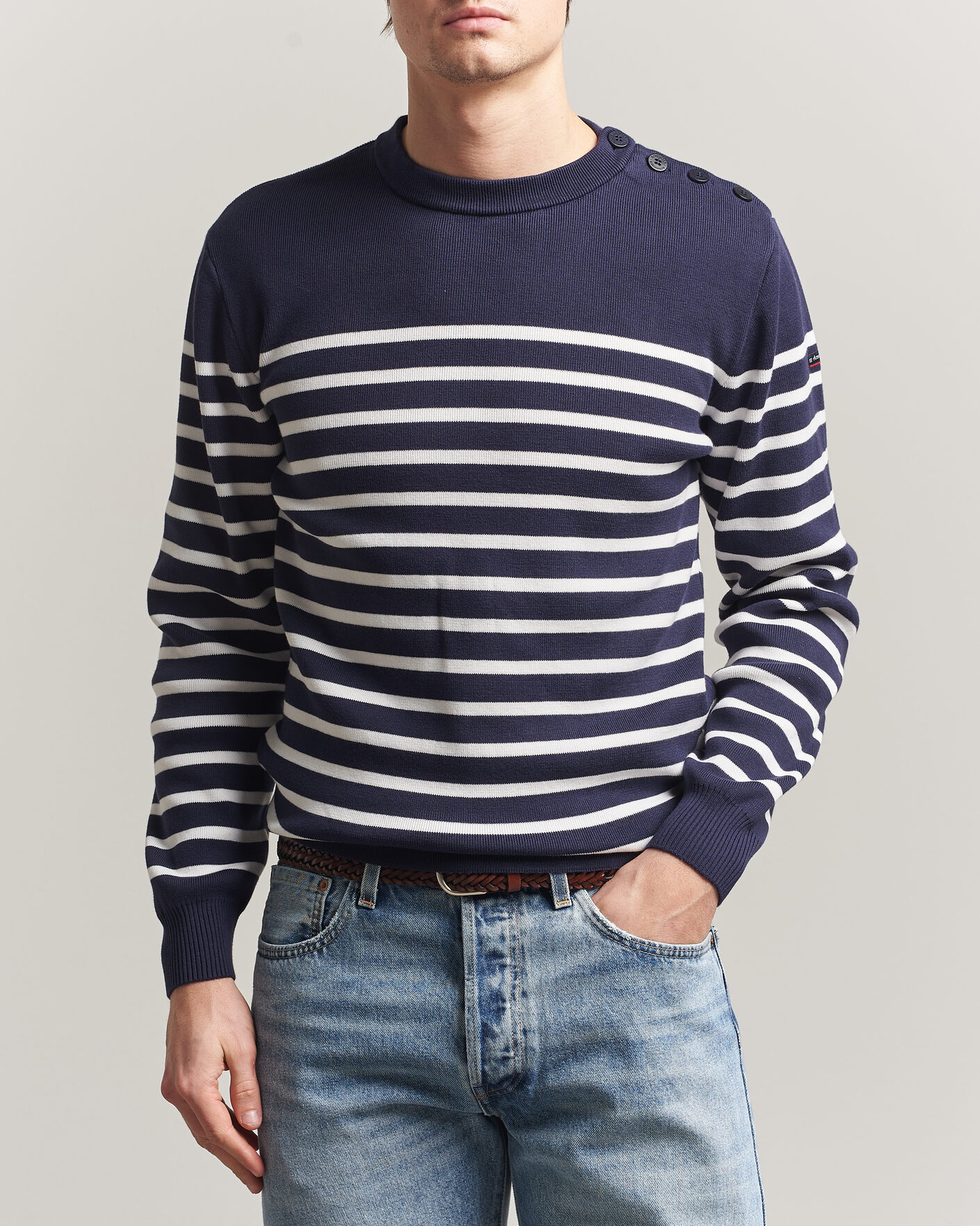 Homme | Pulls Et Tricots | Armor-lux | Groix Striped Sweater Navy/Nature